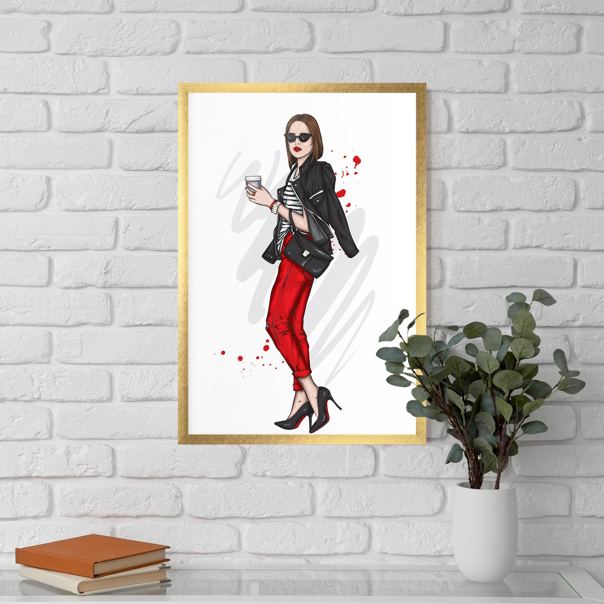 Gerahmte Poster Red Pants Woman mockup 5