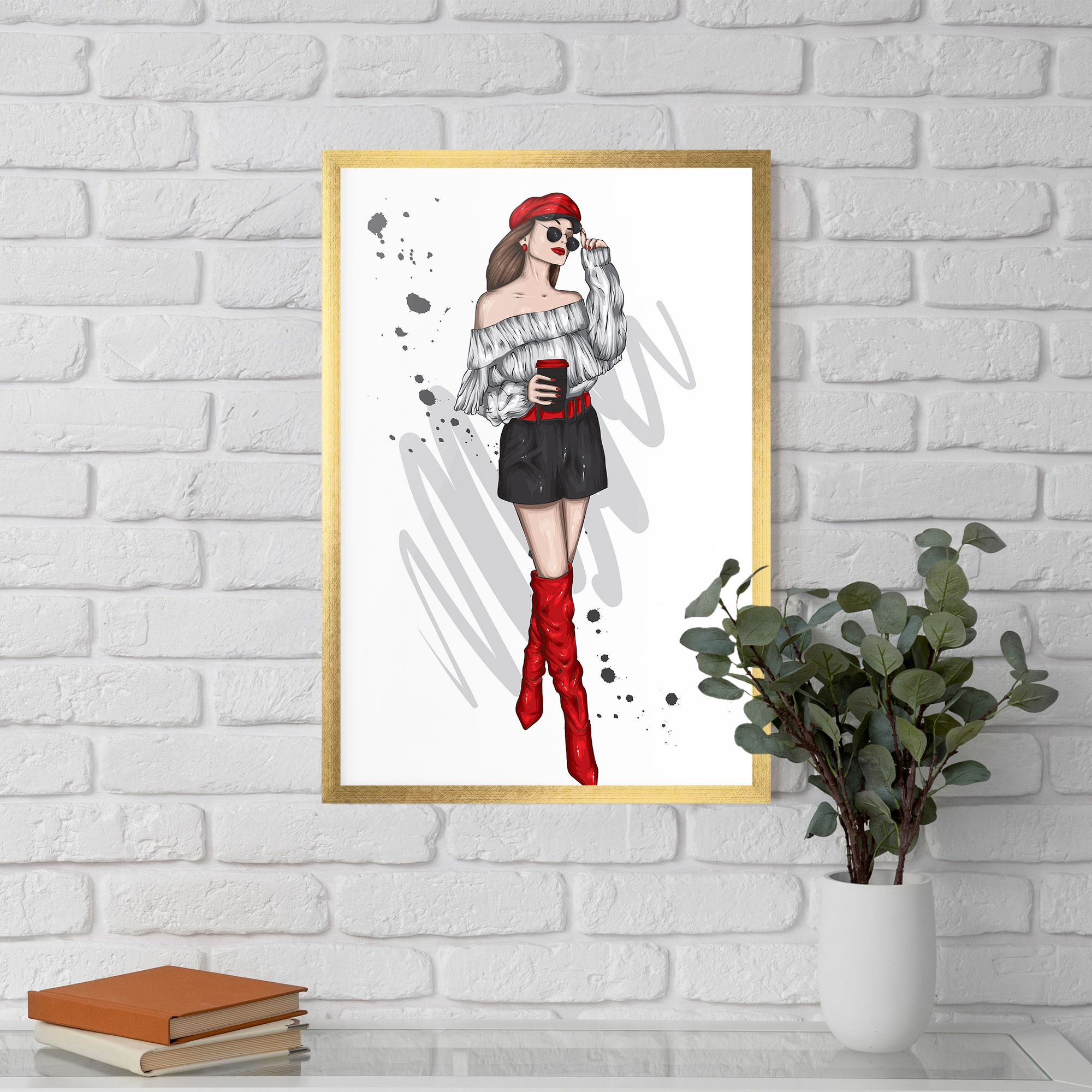 Red Tall Boots Woman mockup 5
