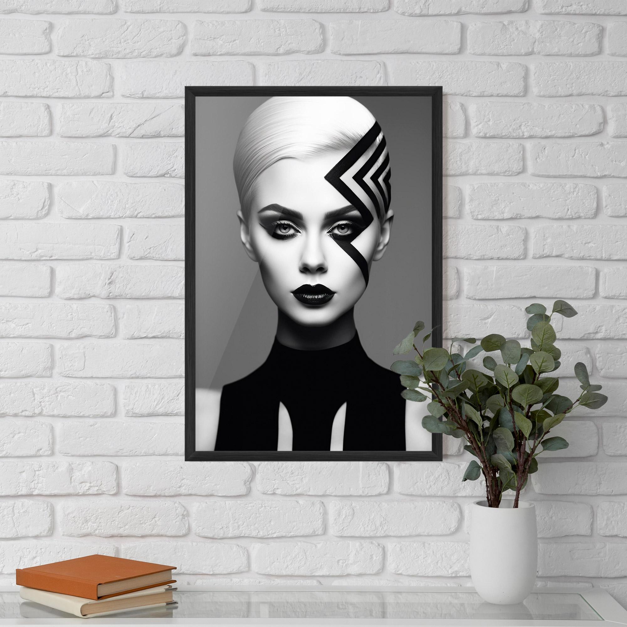 Gerahmte Poster Black Lines On Face mockup 5