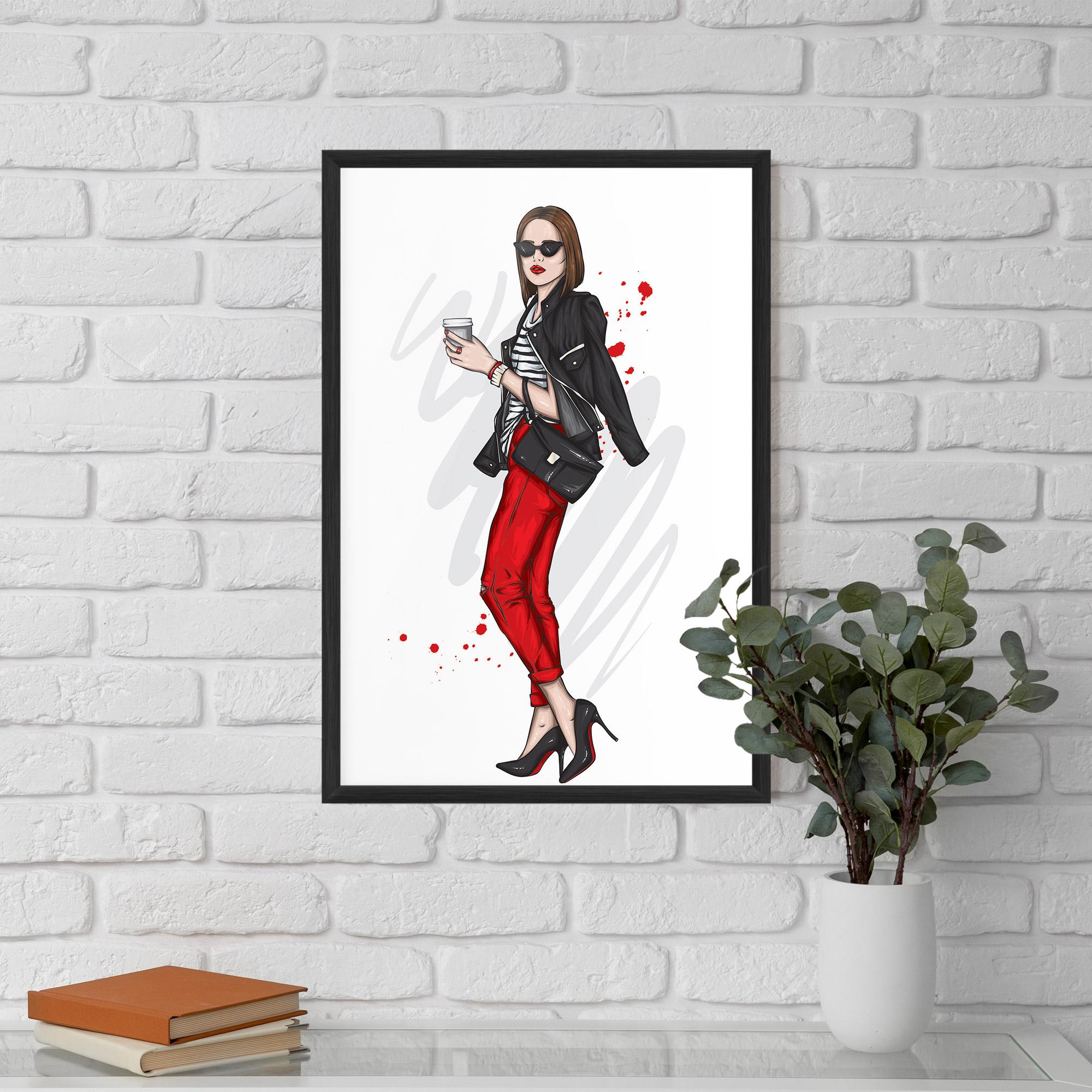 Gerahmte Poster Red Pants Woman mockup 5