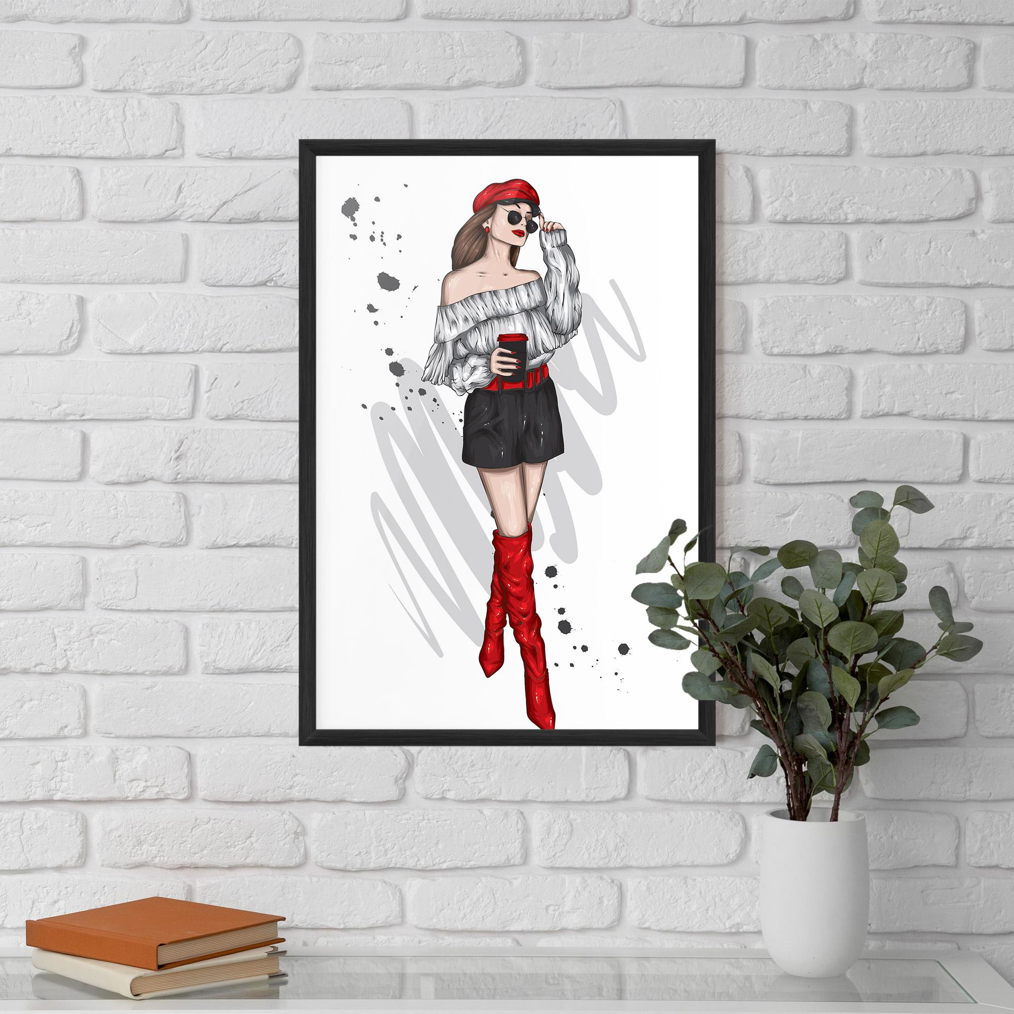 Gerahmte Poster Red Tall Boots Woman mockup 5