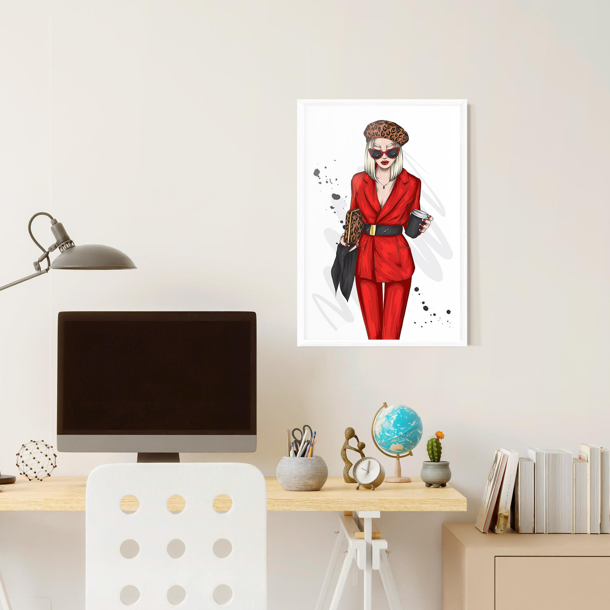 Gerahmte Poster Red Suit Woman mockup 6