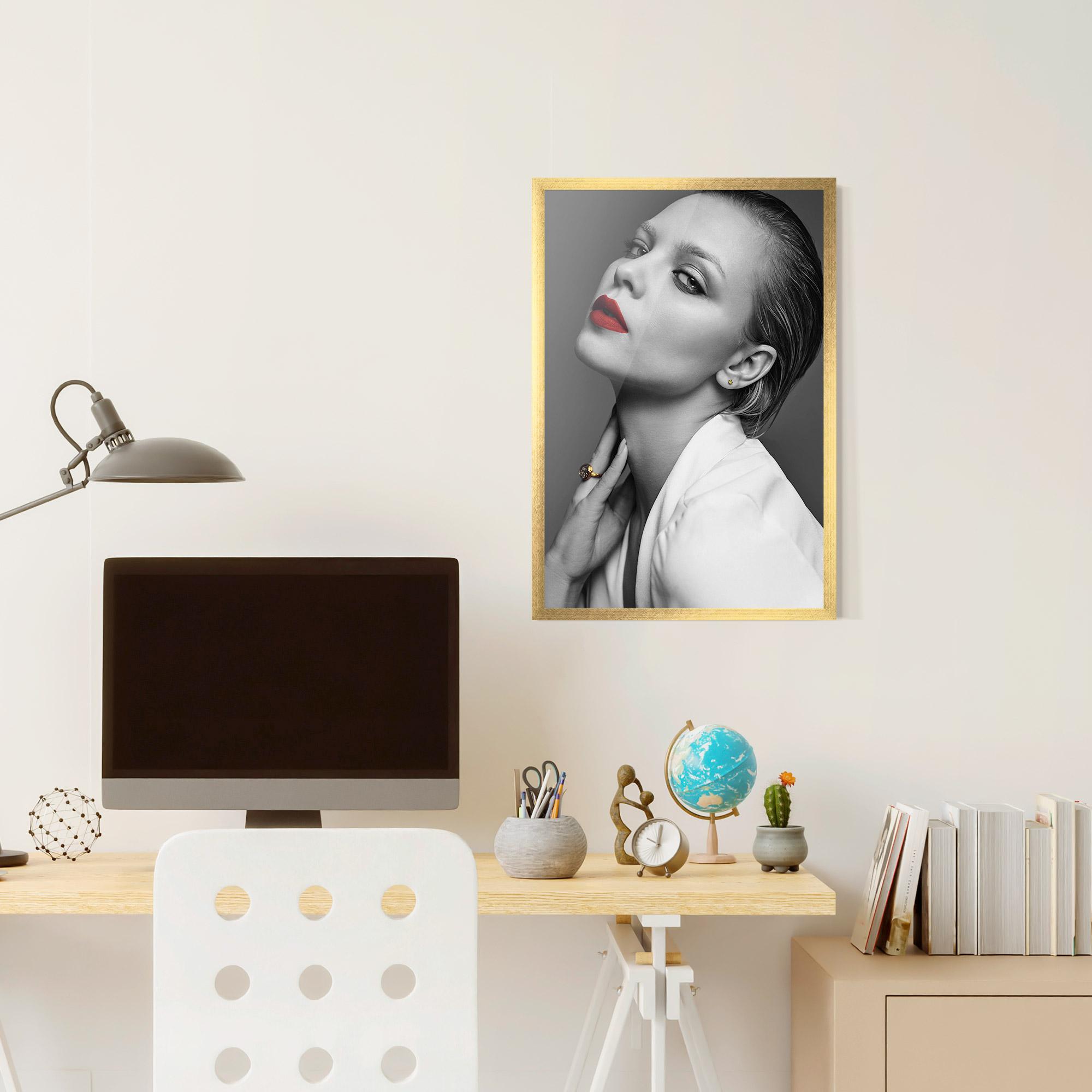 Gerahmte Poster Red Lips White Jacket mockup 6