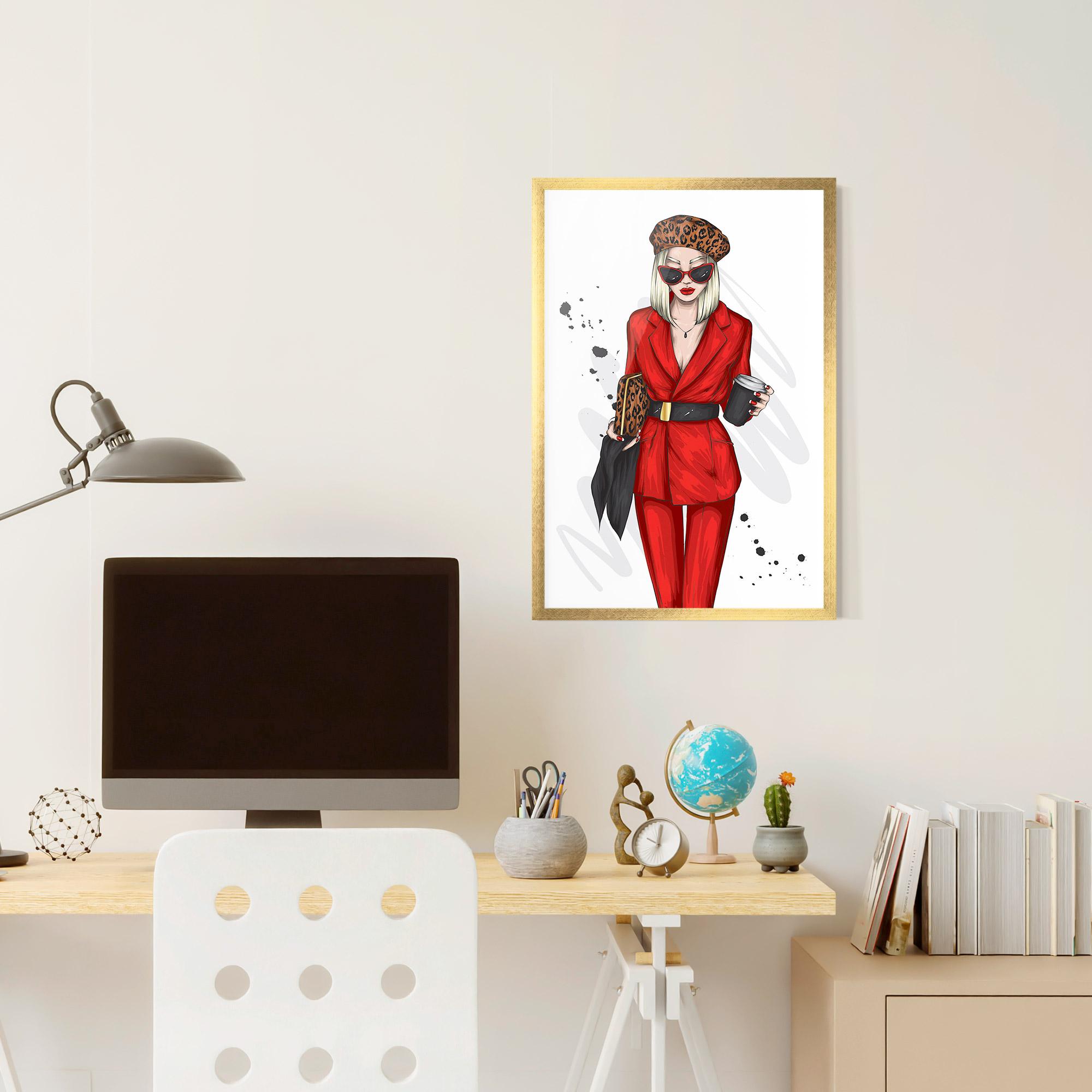 Gerahmte Poster Red Suit Woman mockup 6