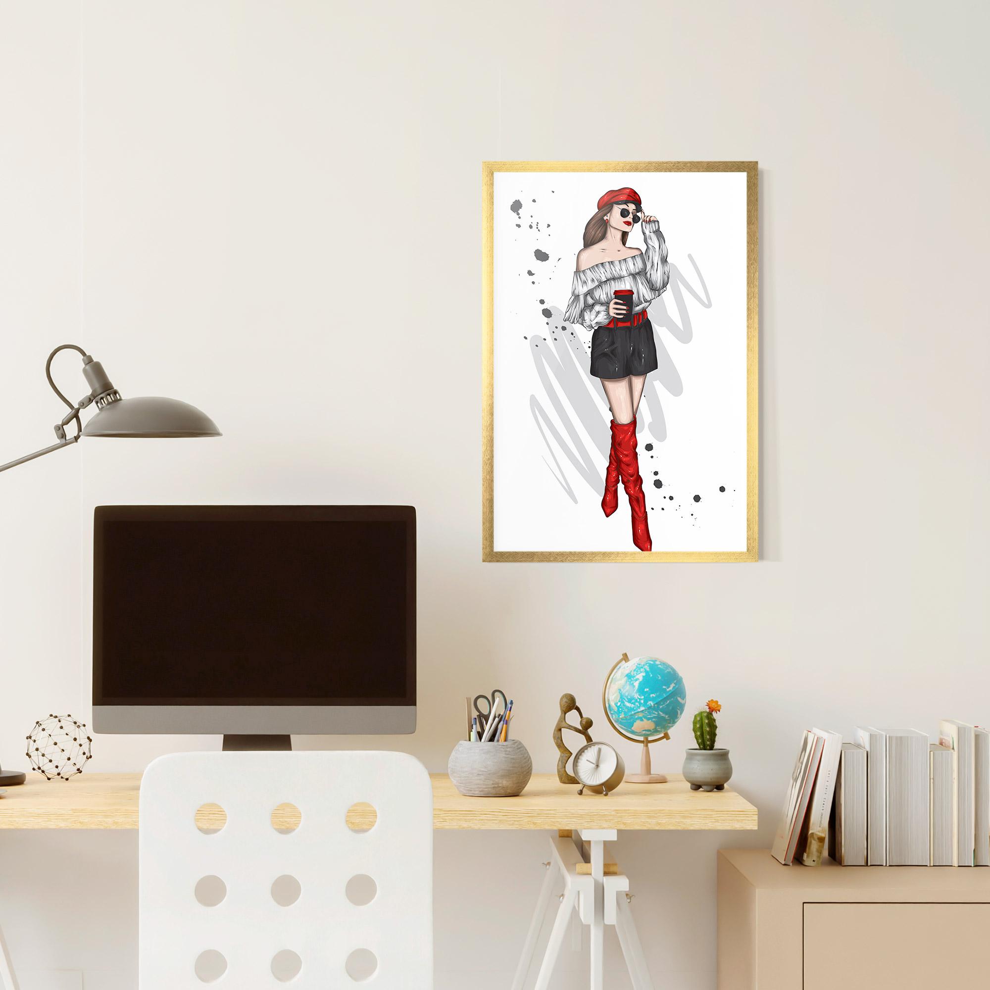 Gerahmte Poster Red Tall Boots Woman mockup 6
