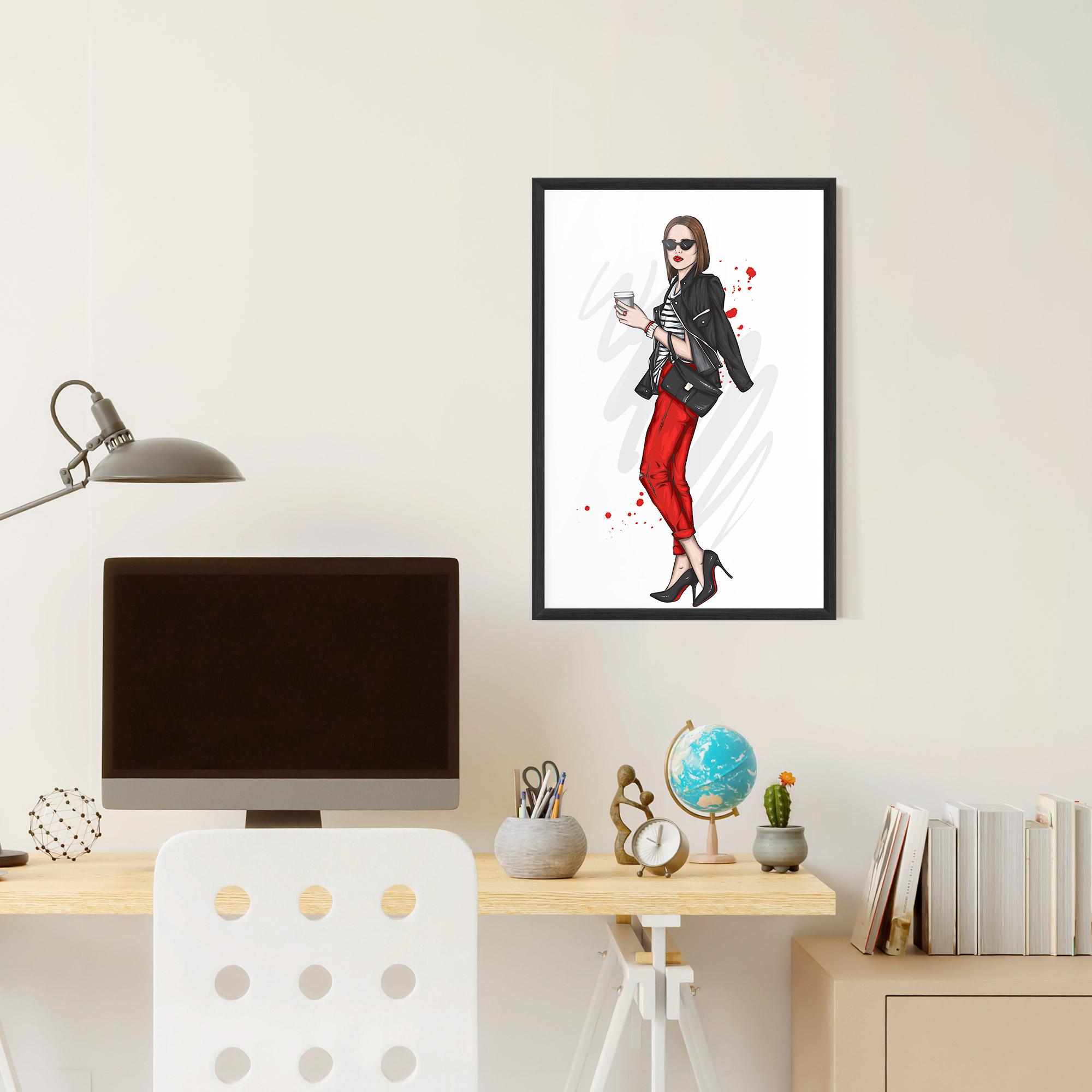 Gerahmte Poster Red Pants Woman mockup 6