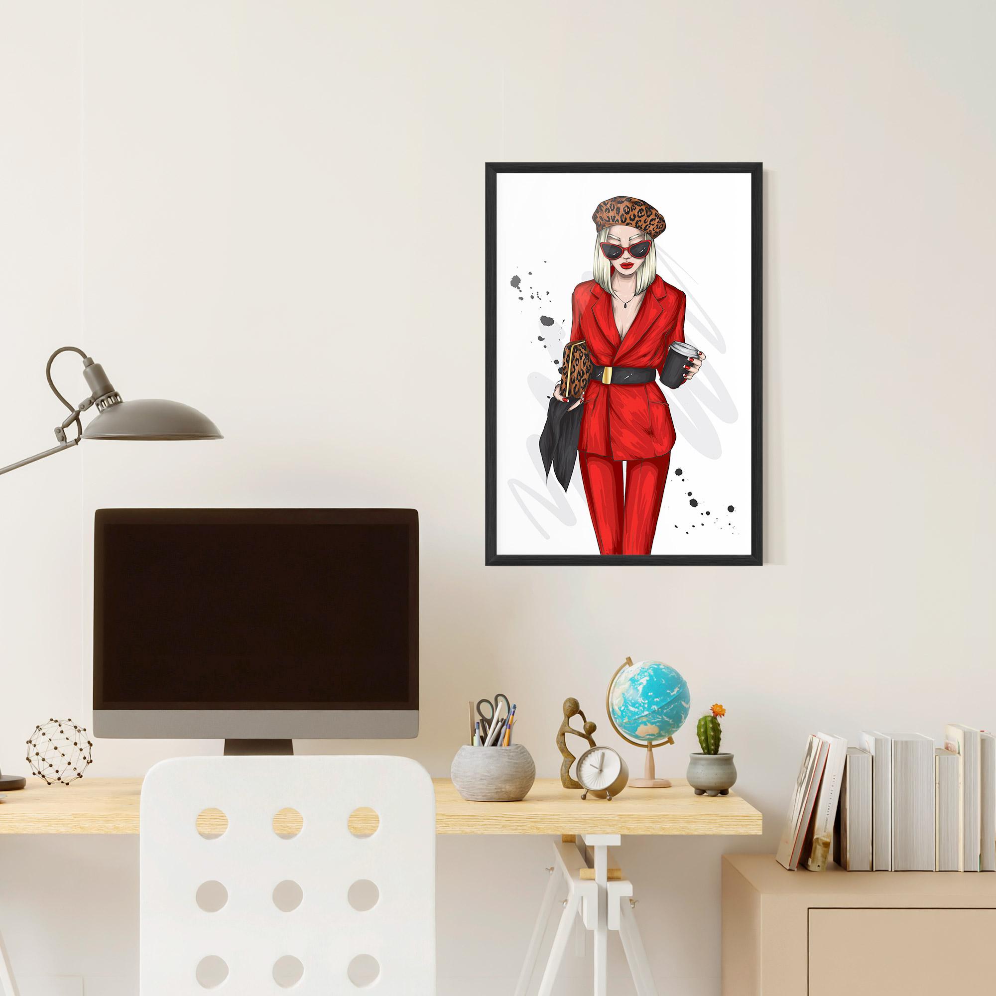 Gerahmte Poster Red Suit Woman mockup 6