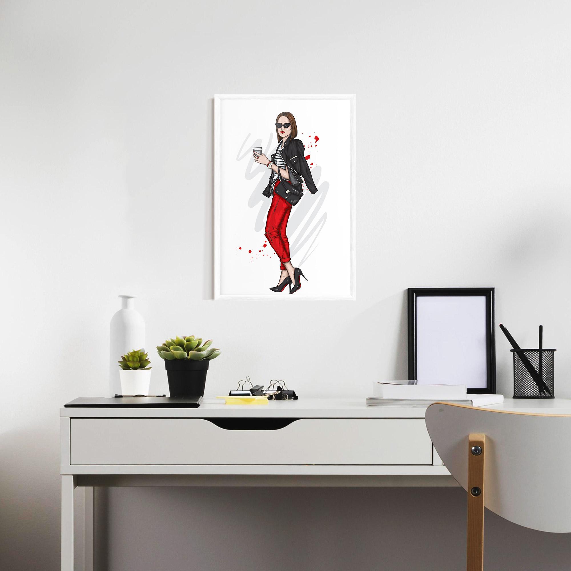 Gerahmte Poster Red Pants Woman mockup 7