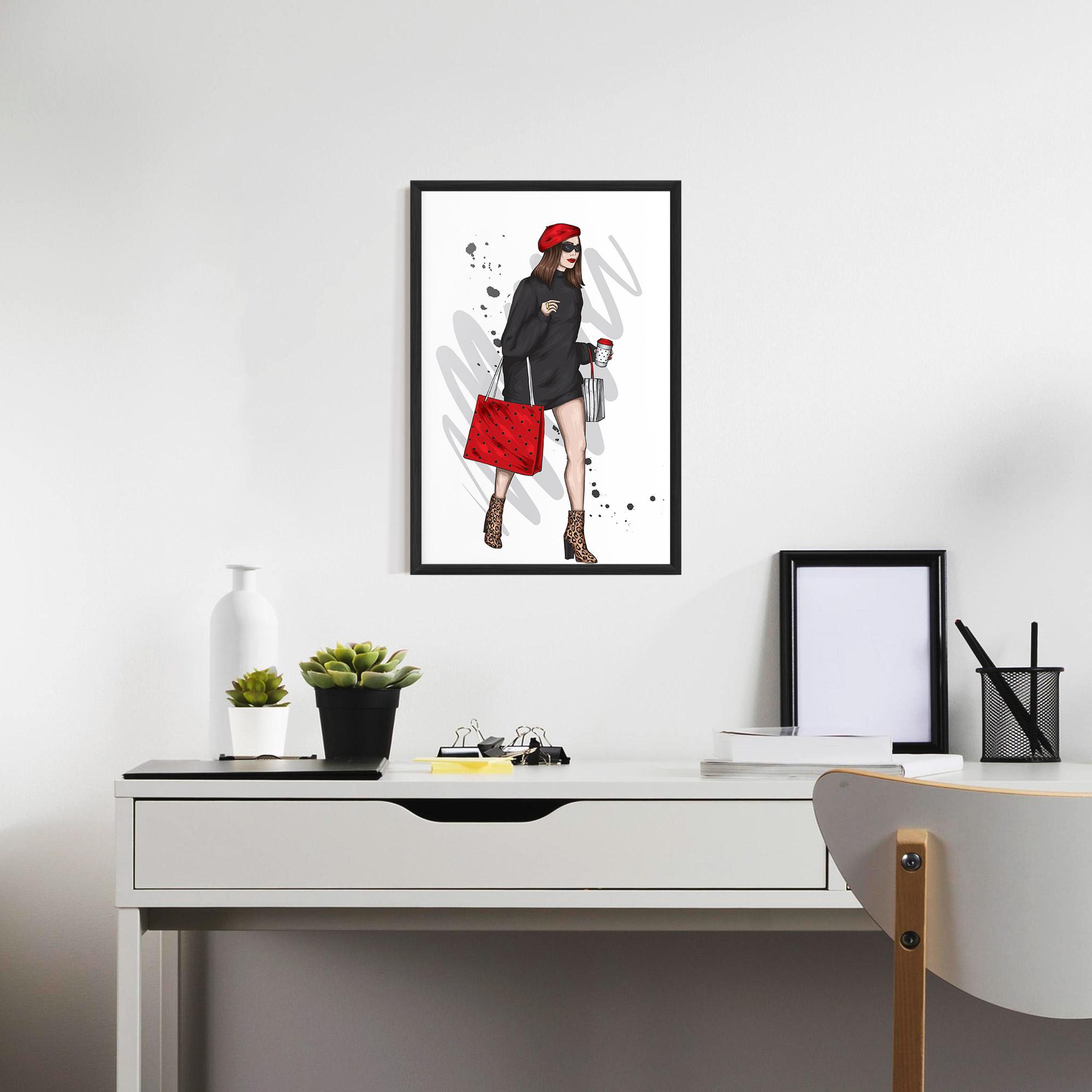 Gerahmte Poster Black Red Outfit mockup 7