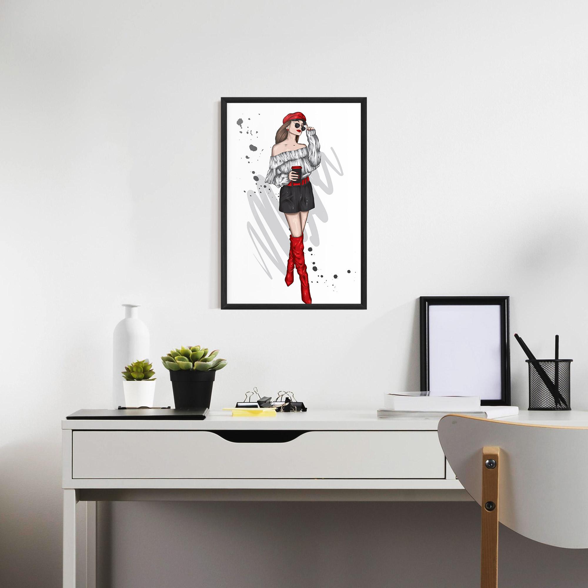 Gerahmte Poster Red Tall Boots Woman mockup 7