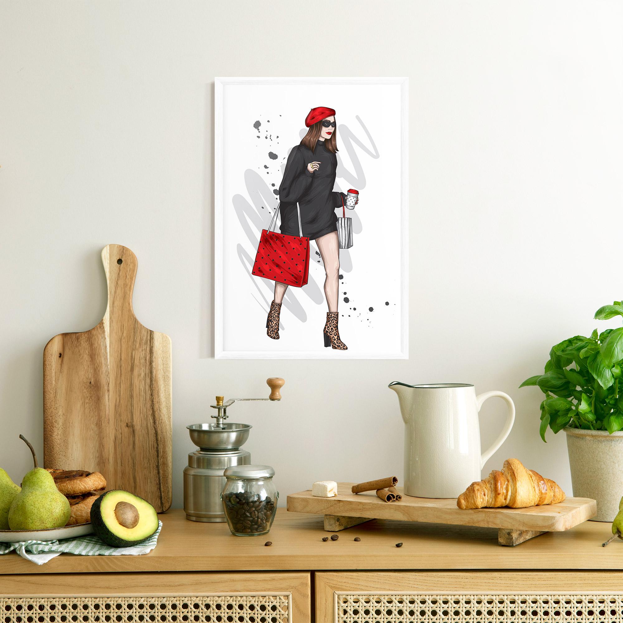 Gerahmte Poster Black Red Outfit mockup 8