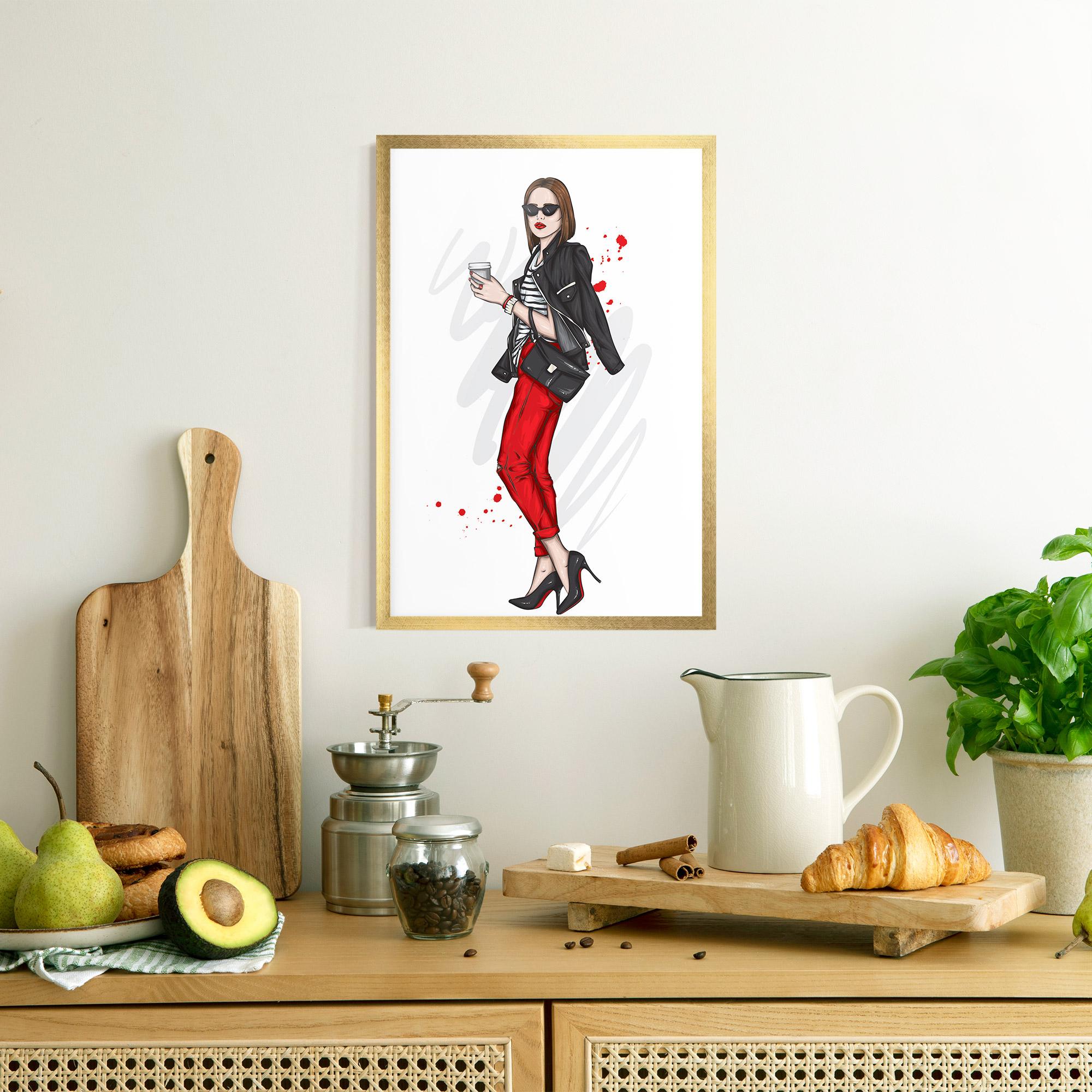 Gerahmte Poster Red Pants Woman mockup 8