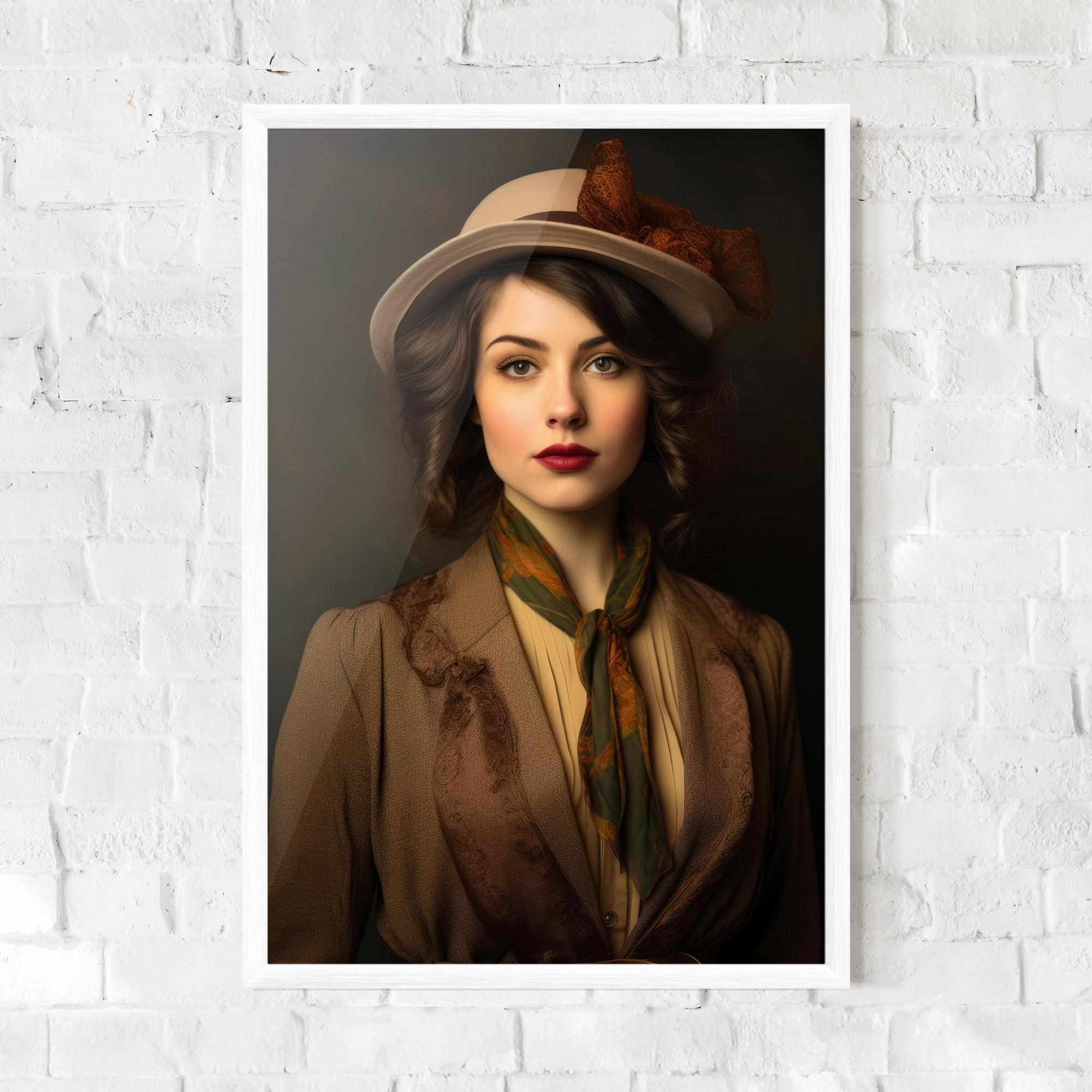 Gerahmte Poster Cream Vintage Hat mockup 0