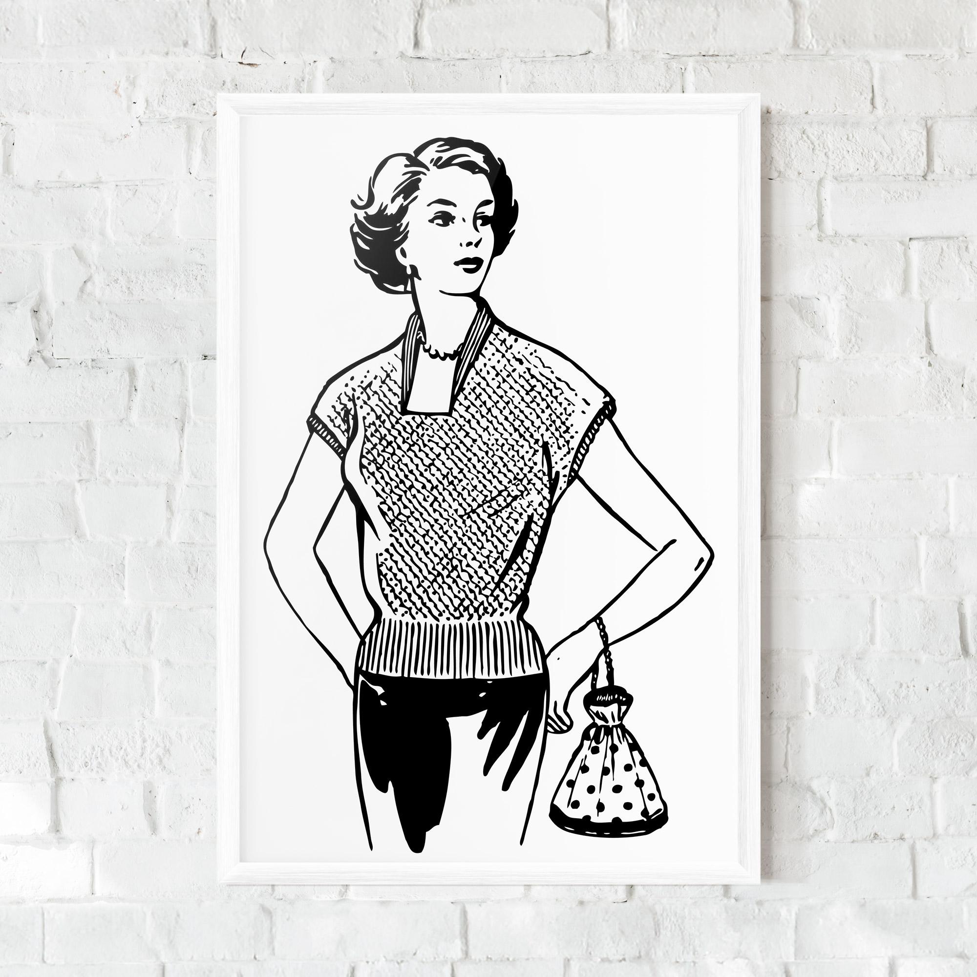 Gerahmte Poster Vintage Girl Line mockup 0