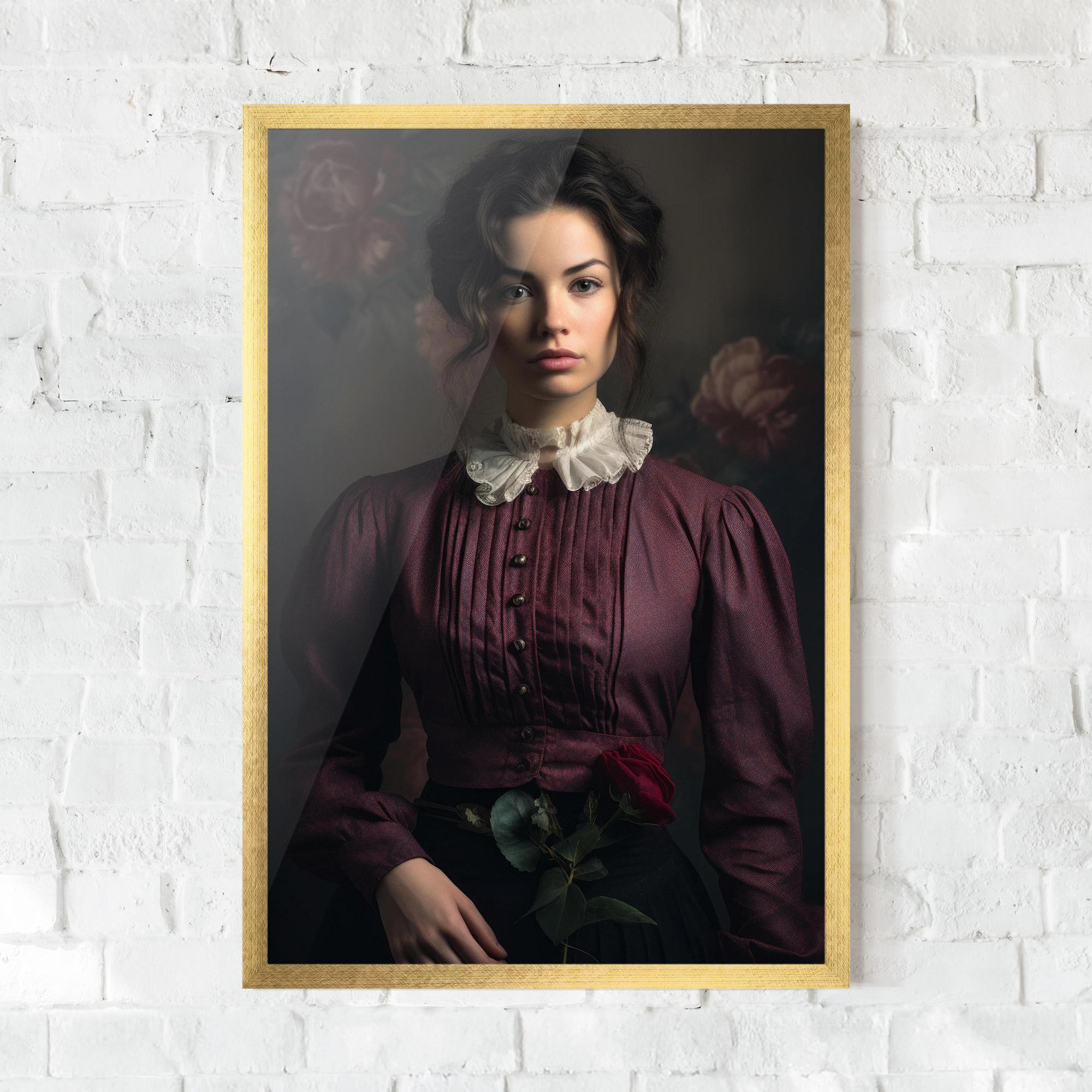 Gerahmte Poster Holding Vintage Rose mockup 0