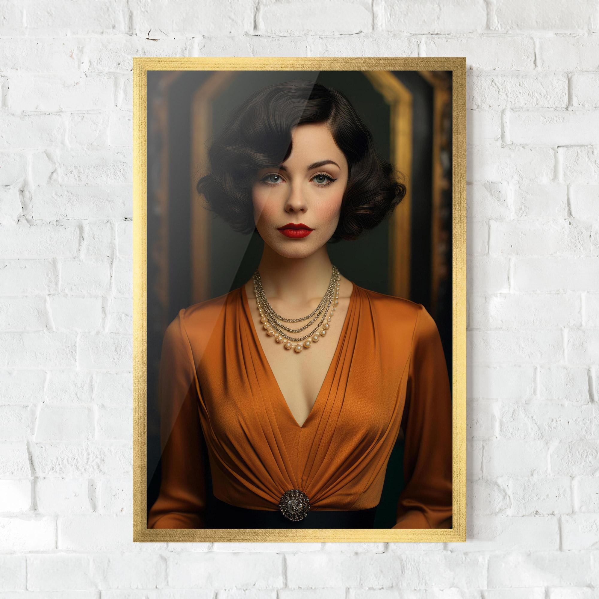 Gerahmte Poster Orange Blouse Pearls mockup 0