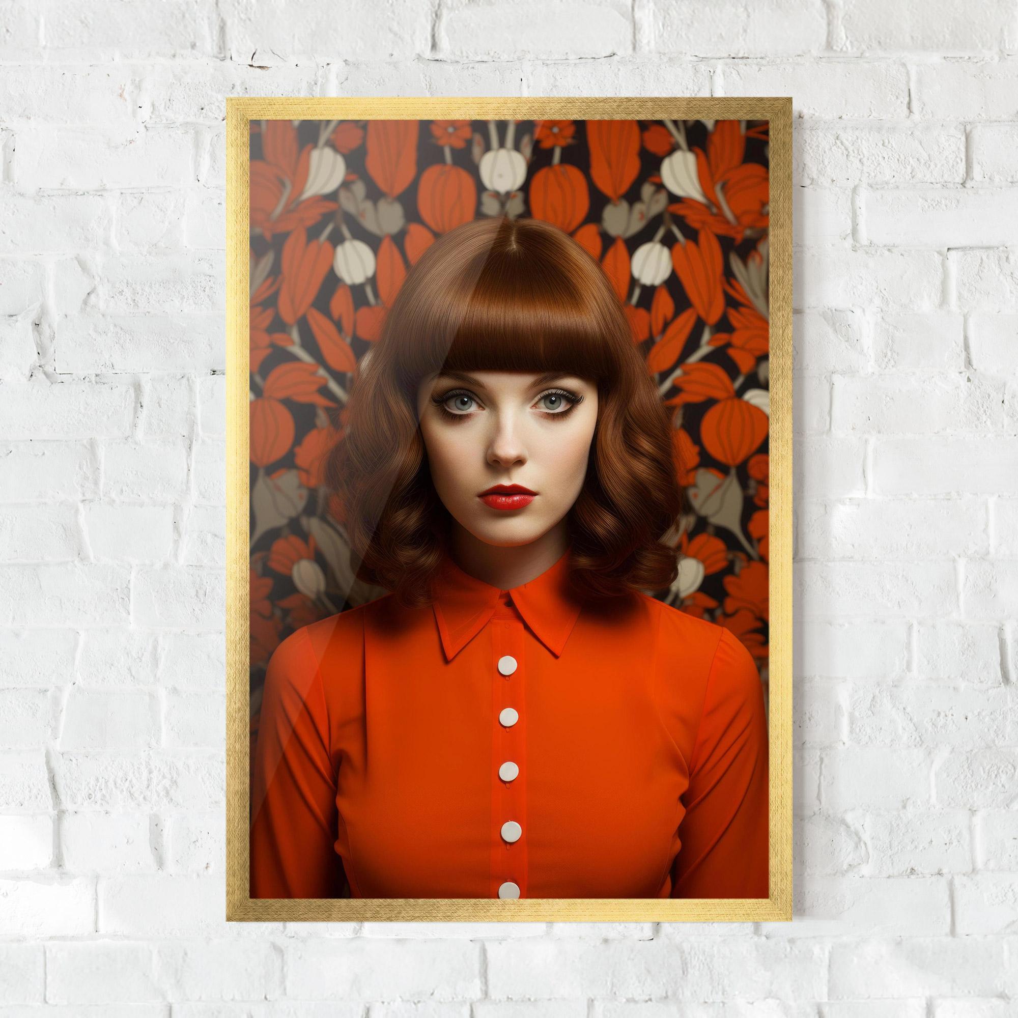 Gerahmte Poster Orange Blouse Woman mockup 0