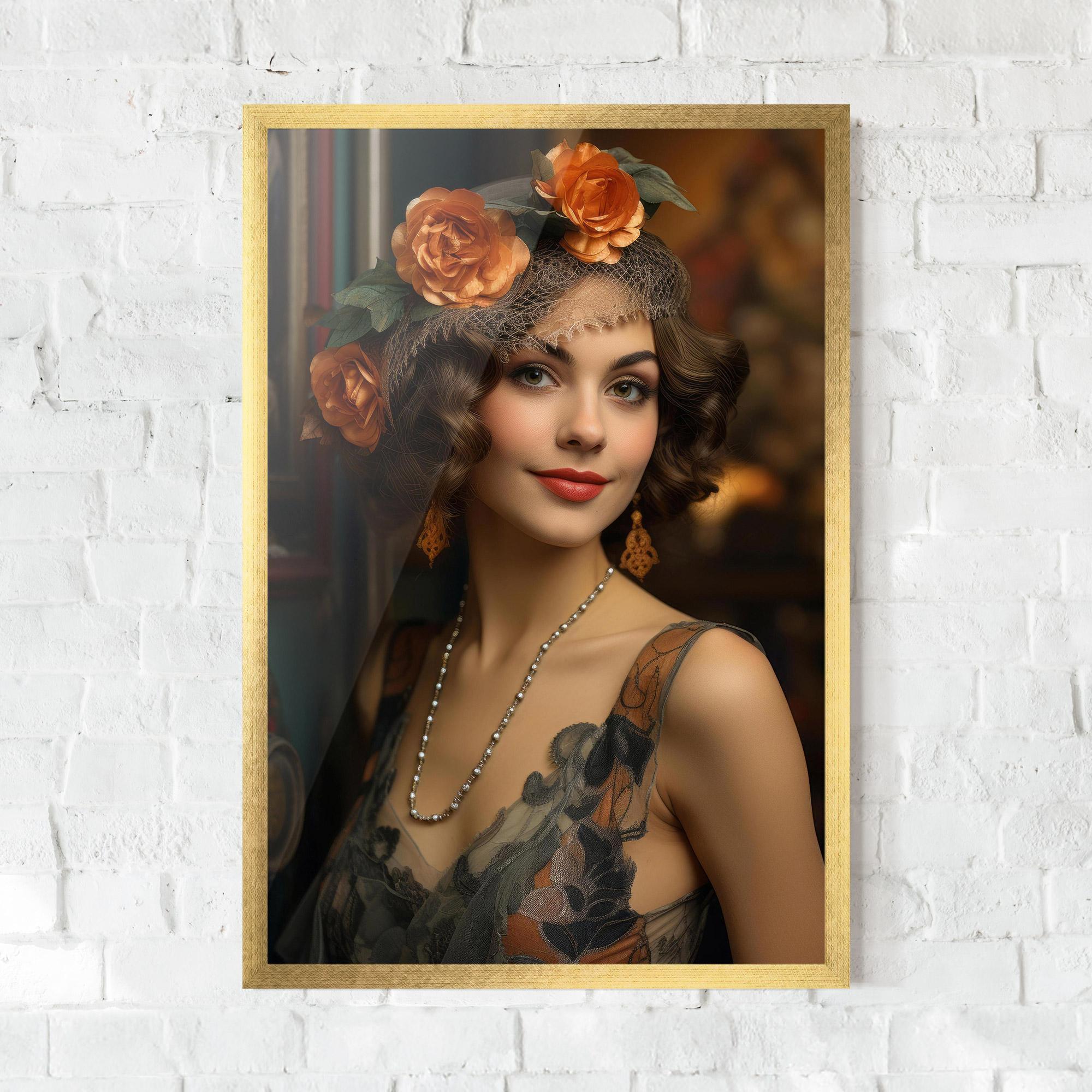 Gerahmte Poster Orange Vintage Roses mockup 0