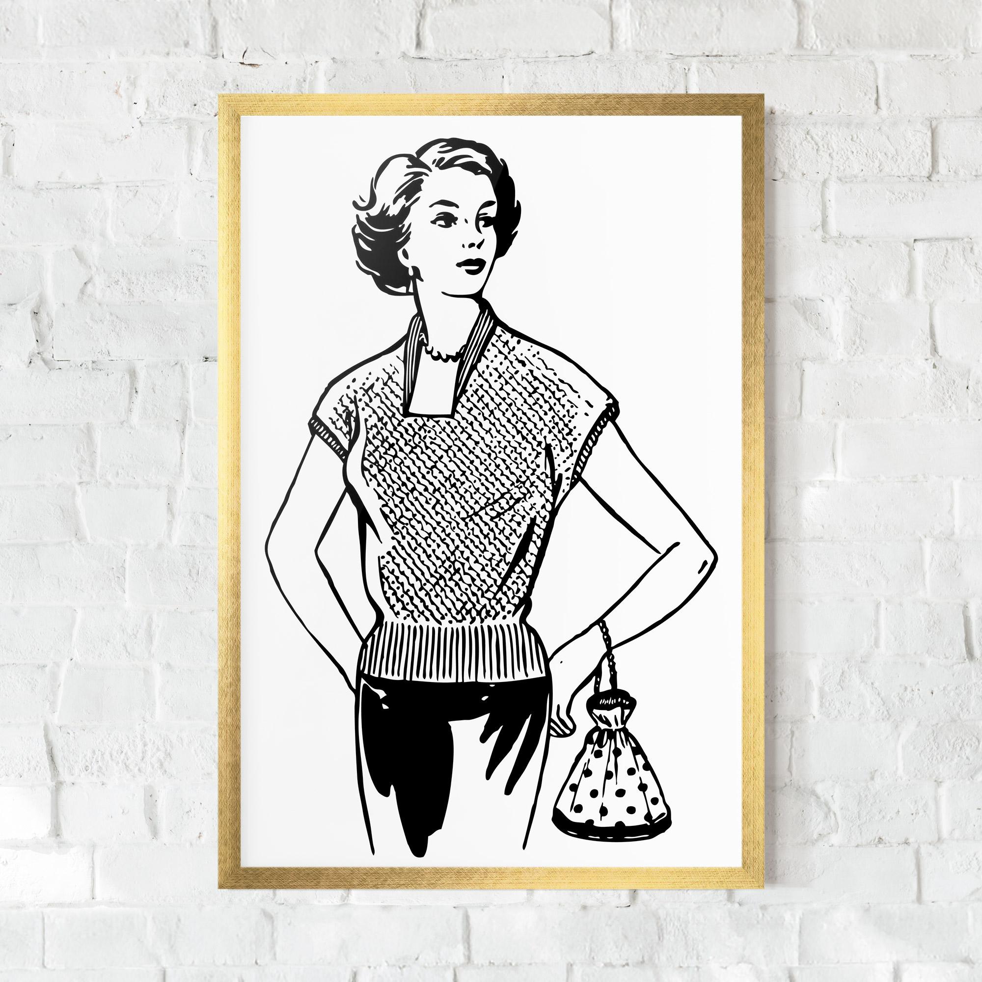 Gerahmte Poster Vintage Girl Line mockup 0