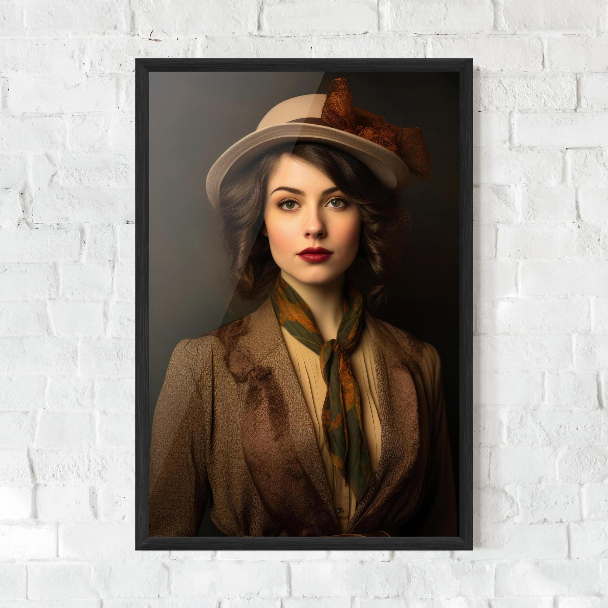 Gerahmte Poster Cream Vintage Hat mockup 0
