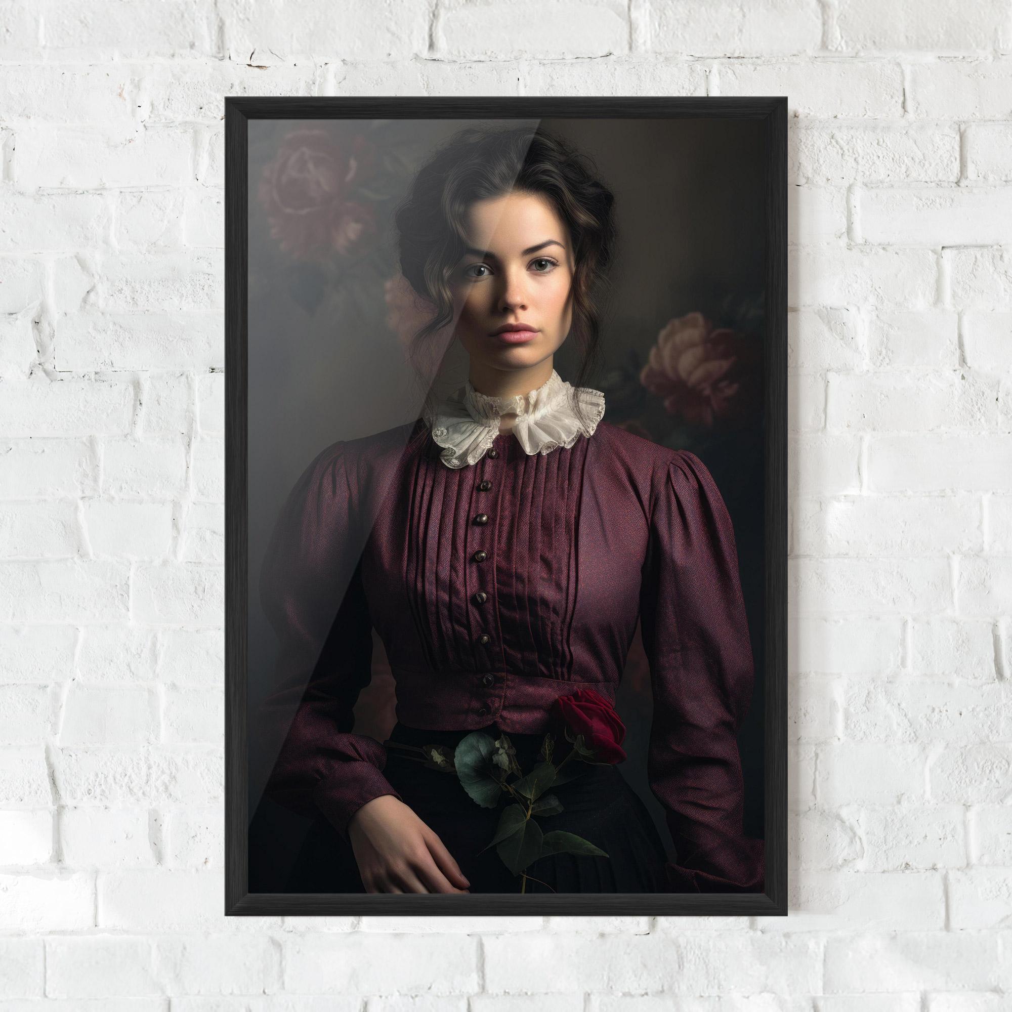 Gerahmte Poster Holding Vintage Rose mockup 0