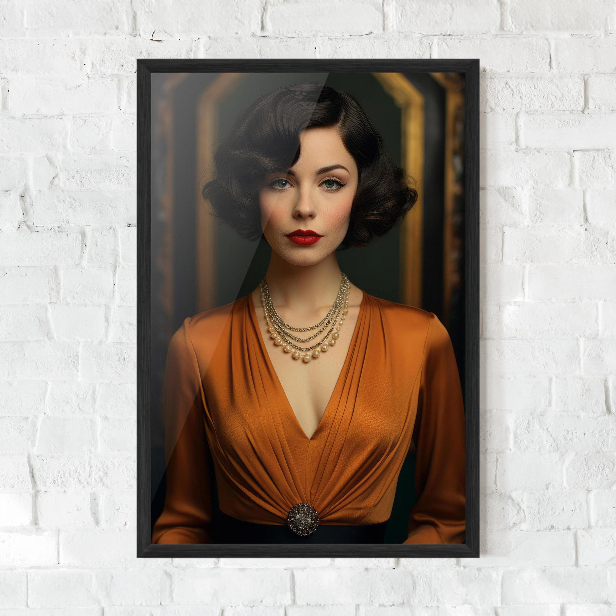 Gerahmte Poster Orange Blouse Pearls mockup 0