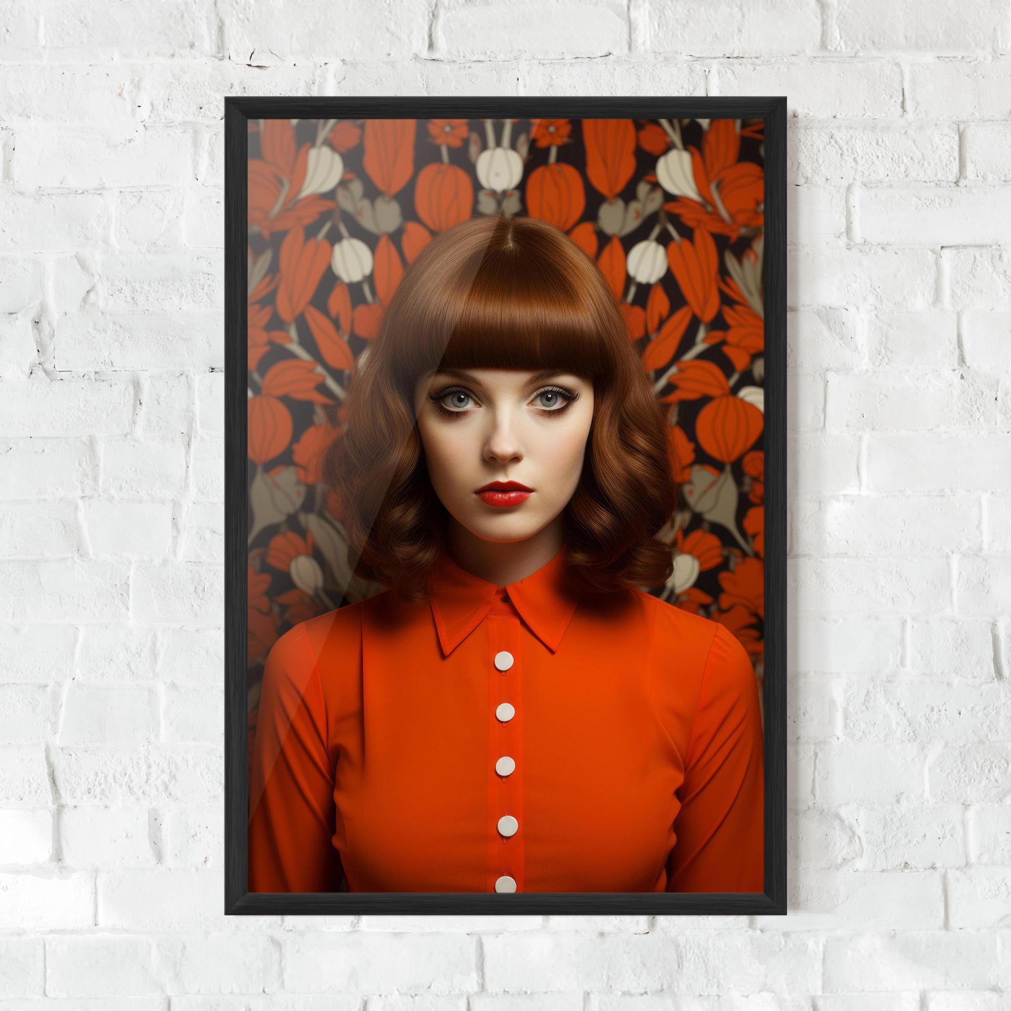 Gerahmte Poster Orange Blouse Woman mockup 0