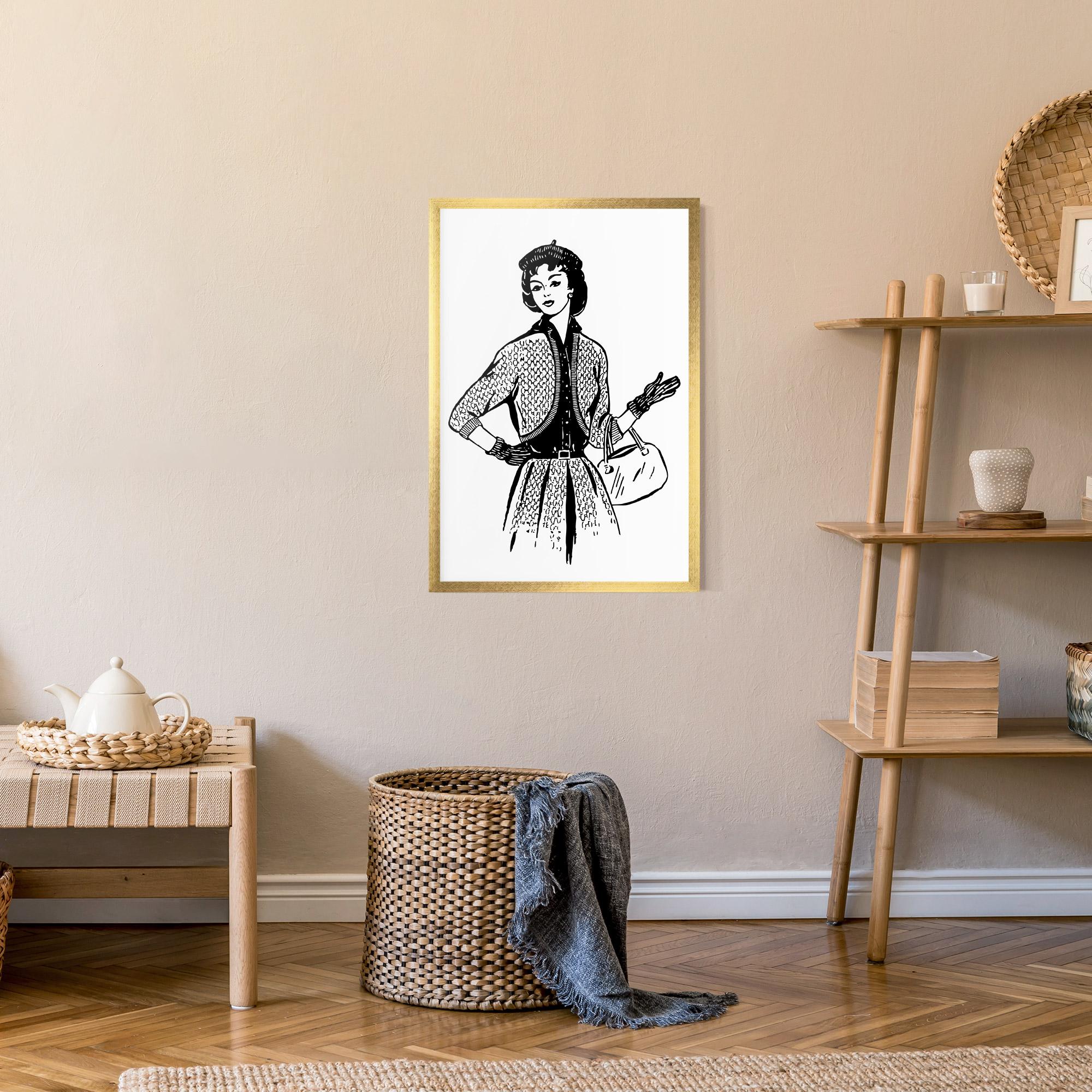 Gerahmte Poster Vintage Woman Line mockup 9