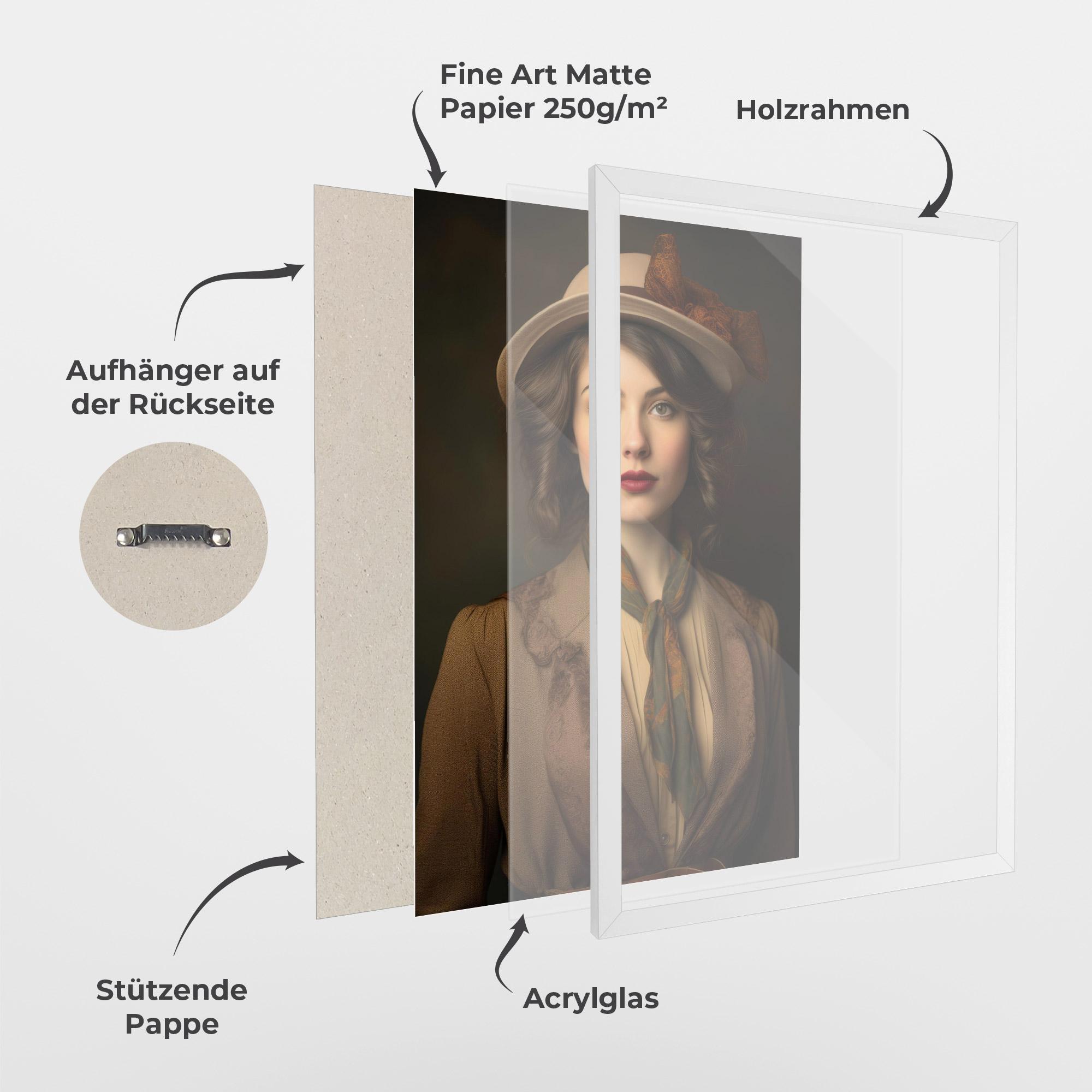 Gerahmte Poster Cream Vintage Hat mockup 1