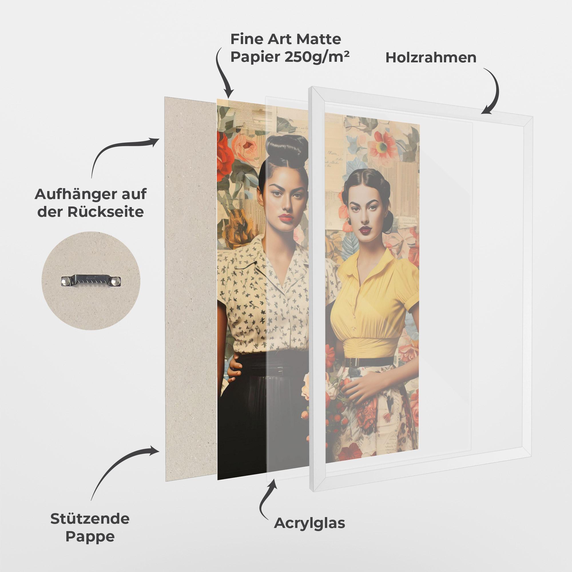 Gerahmte Poster Friendship Vintage Power mockup 1