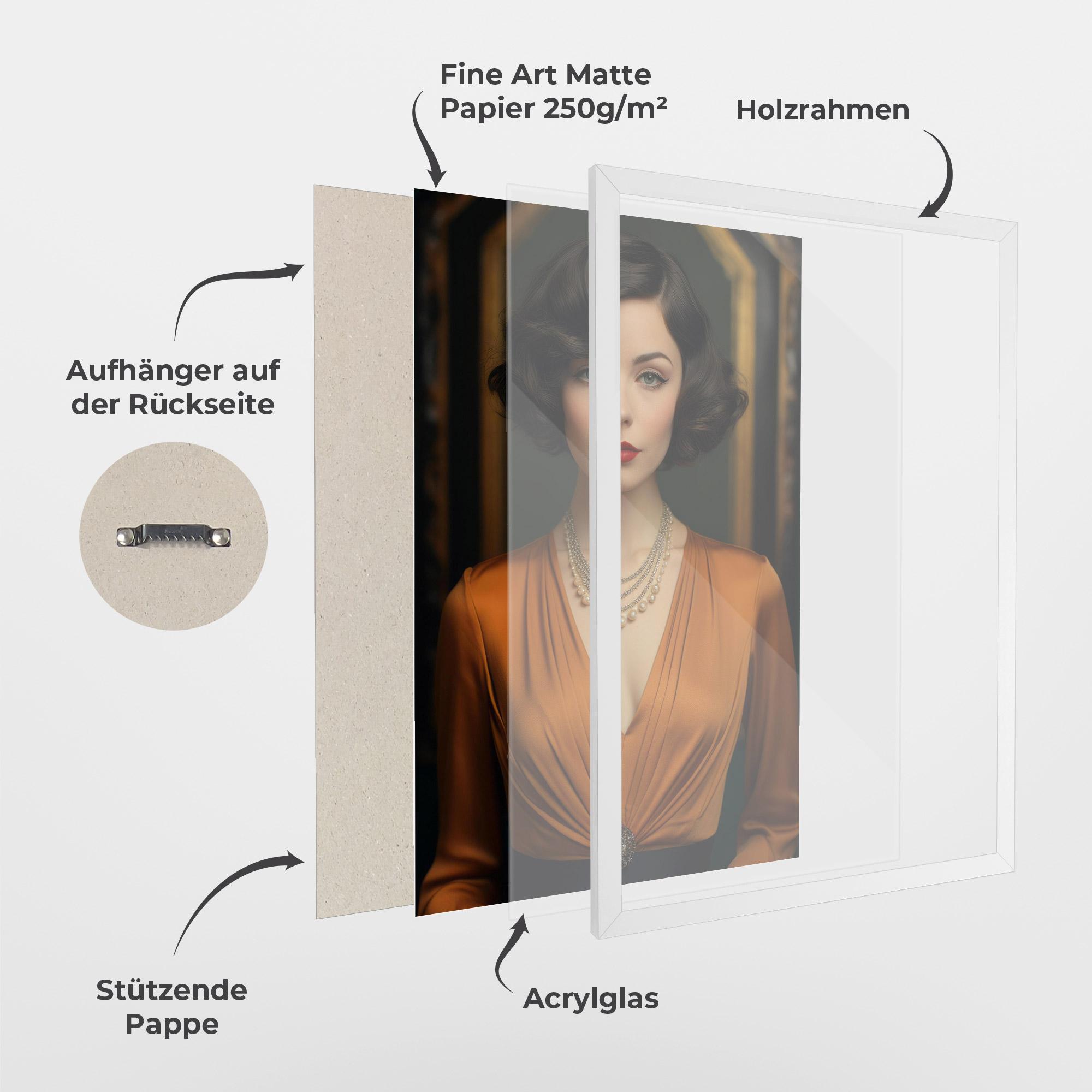 Gerahmte Poster Orange Blouse Pearls mockup 1