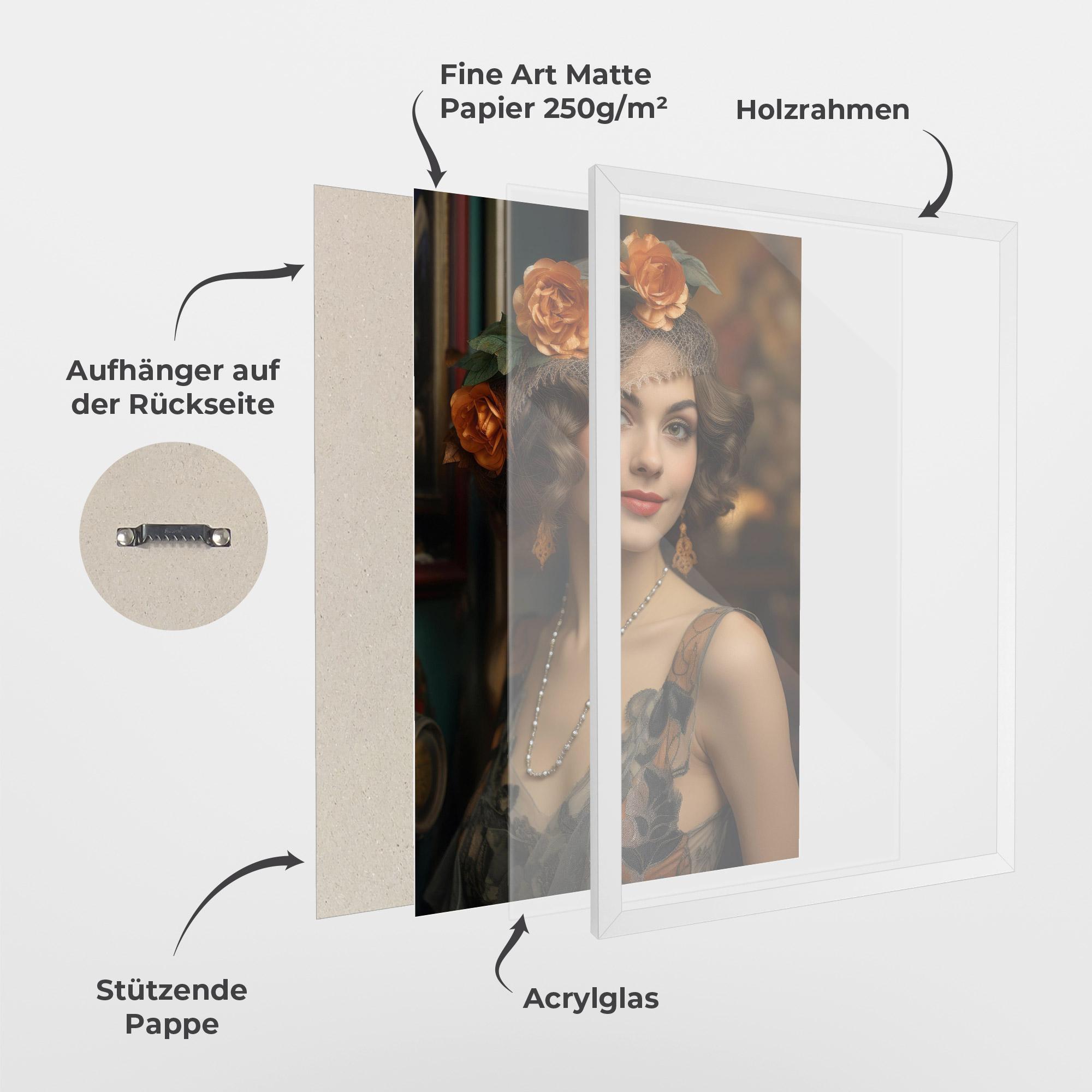 Gerahmte Poster Orange Vintage Roses mockup 1