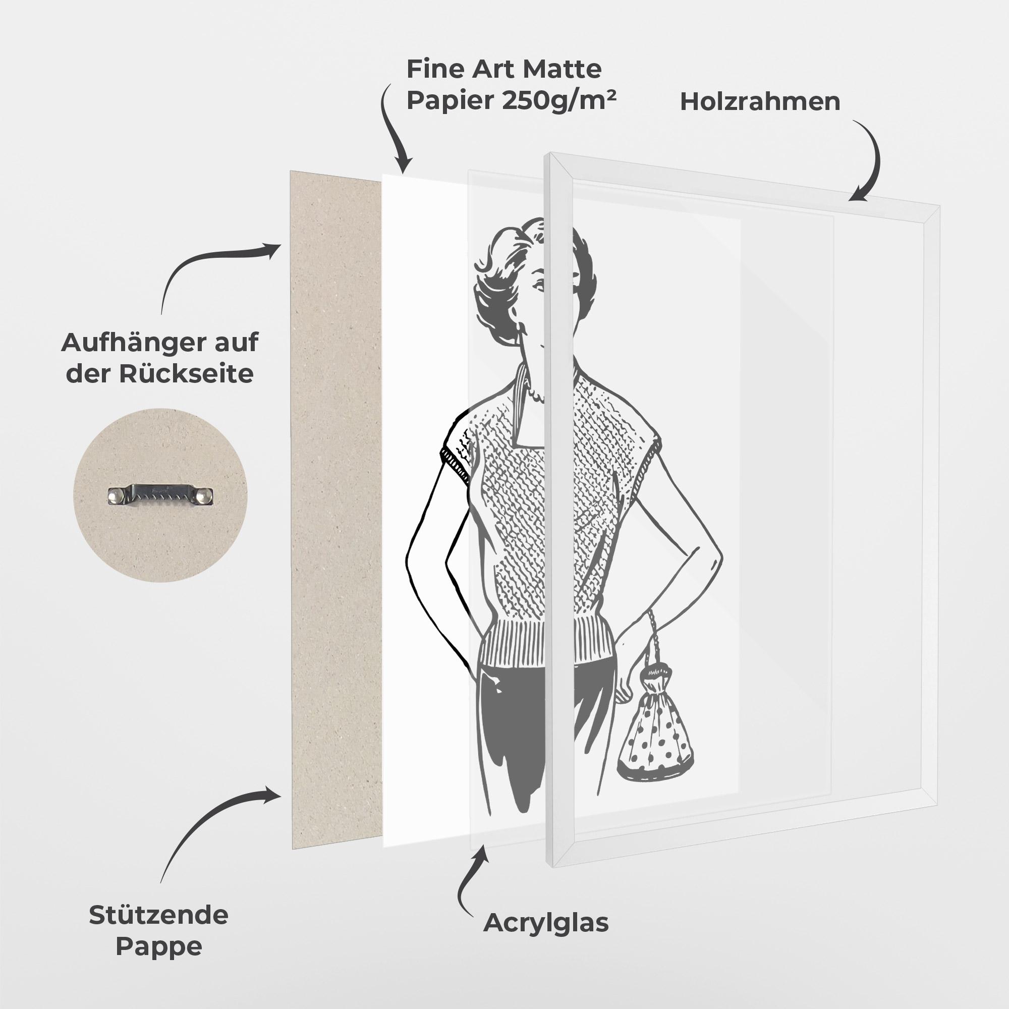 Gerahmte Poster Vintage Girl Line mockup 1