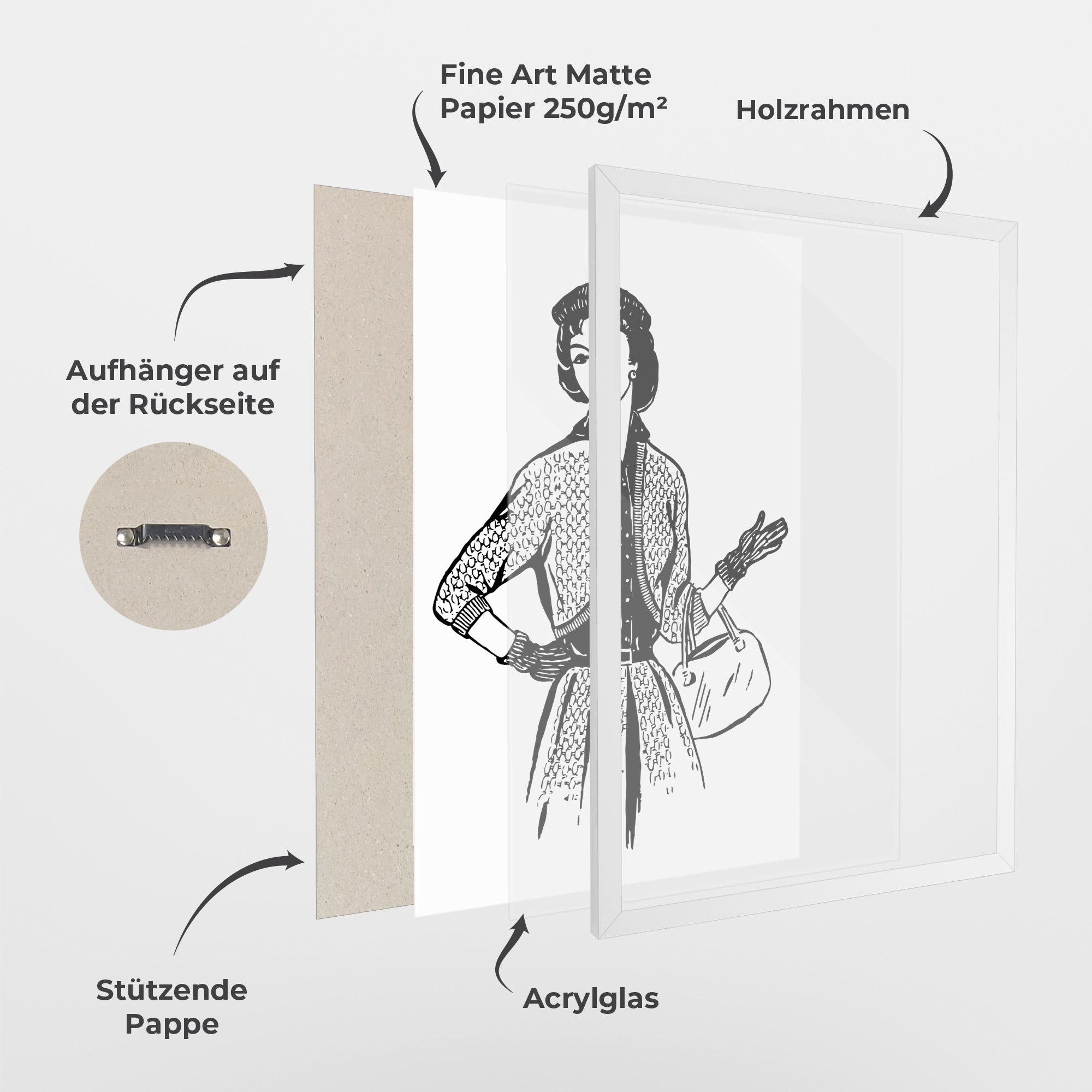 Gerahmte Poster Vintage Woman Line mockup 1