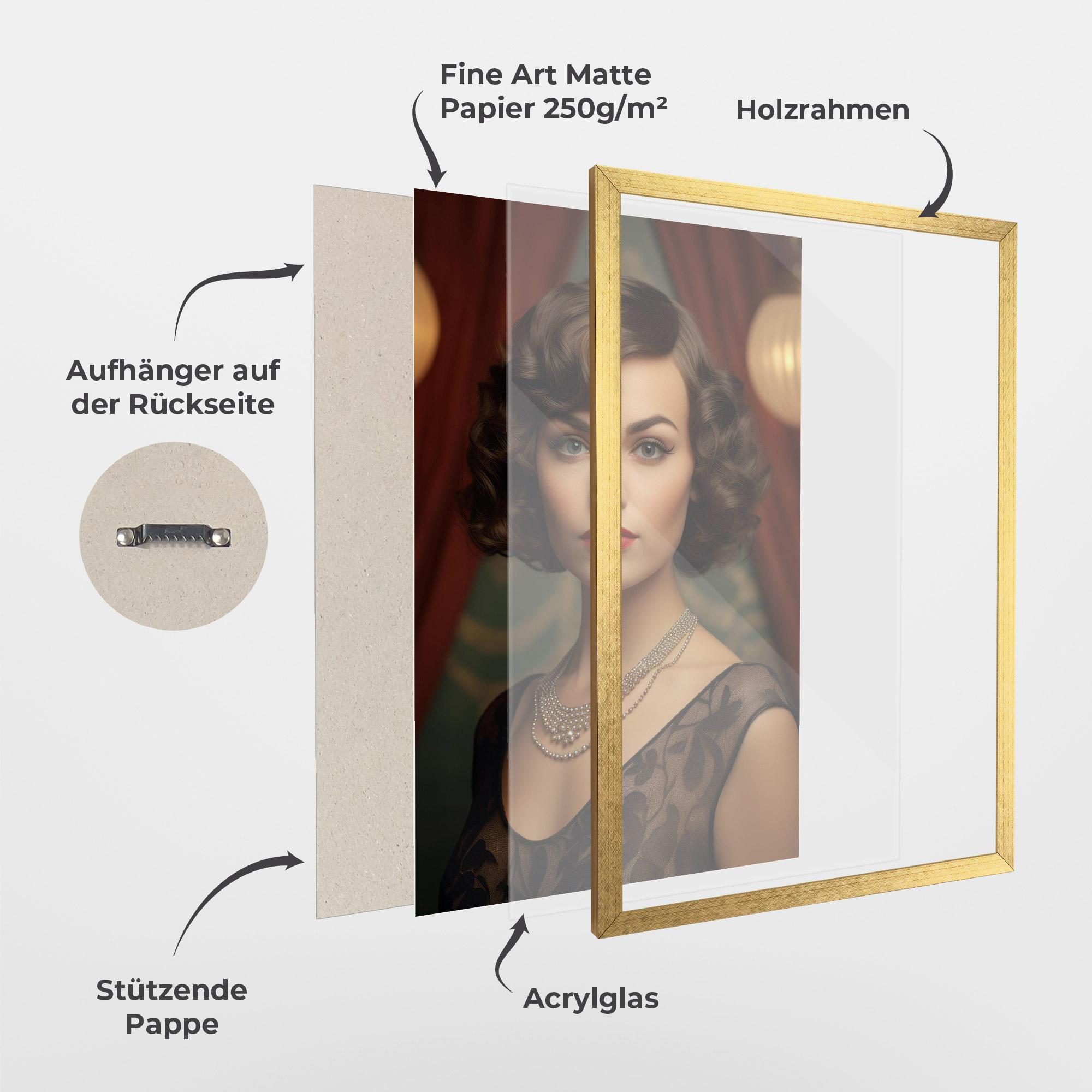 Gerahmte Poster Elegant Vintage Woman mockup 1