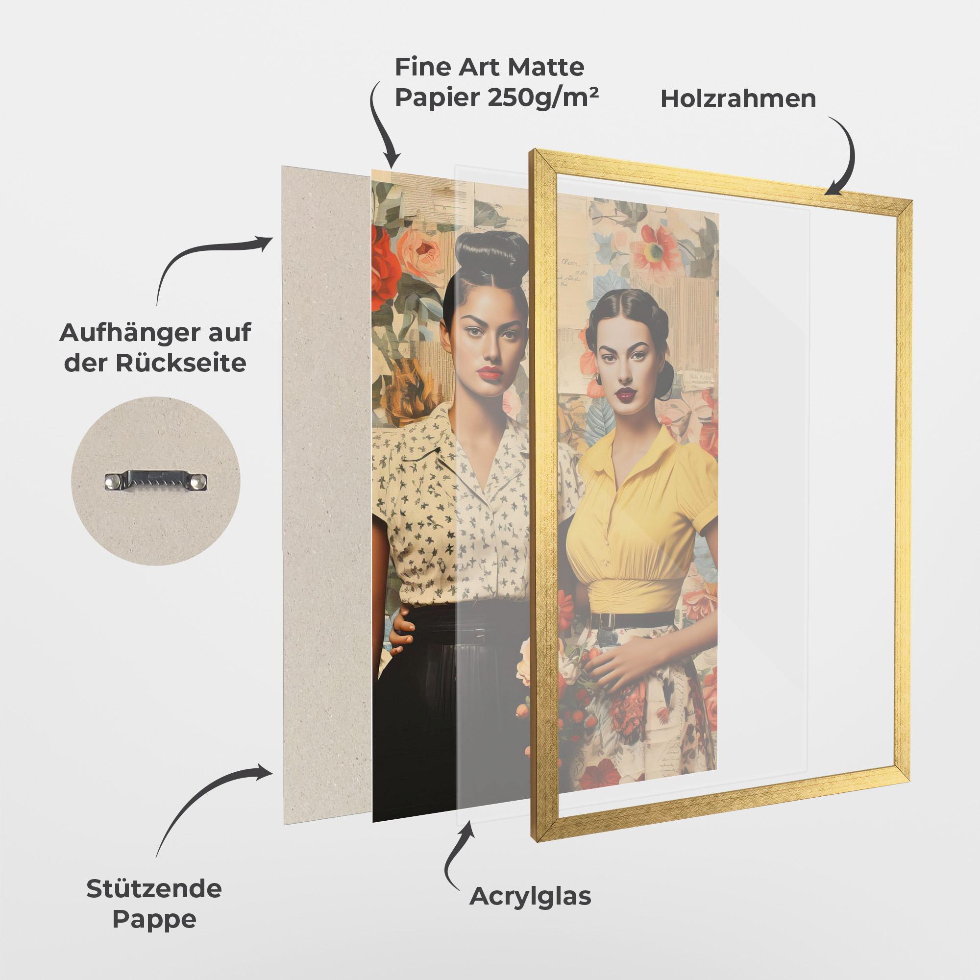 Gerahmte Poster Friendship Vintage Power mockup 1