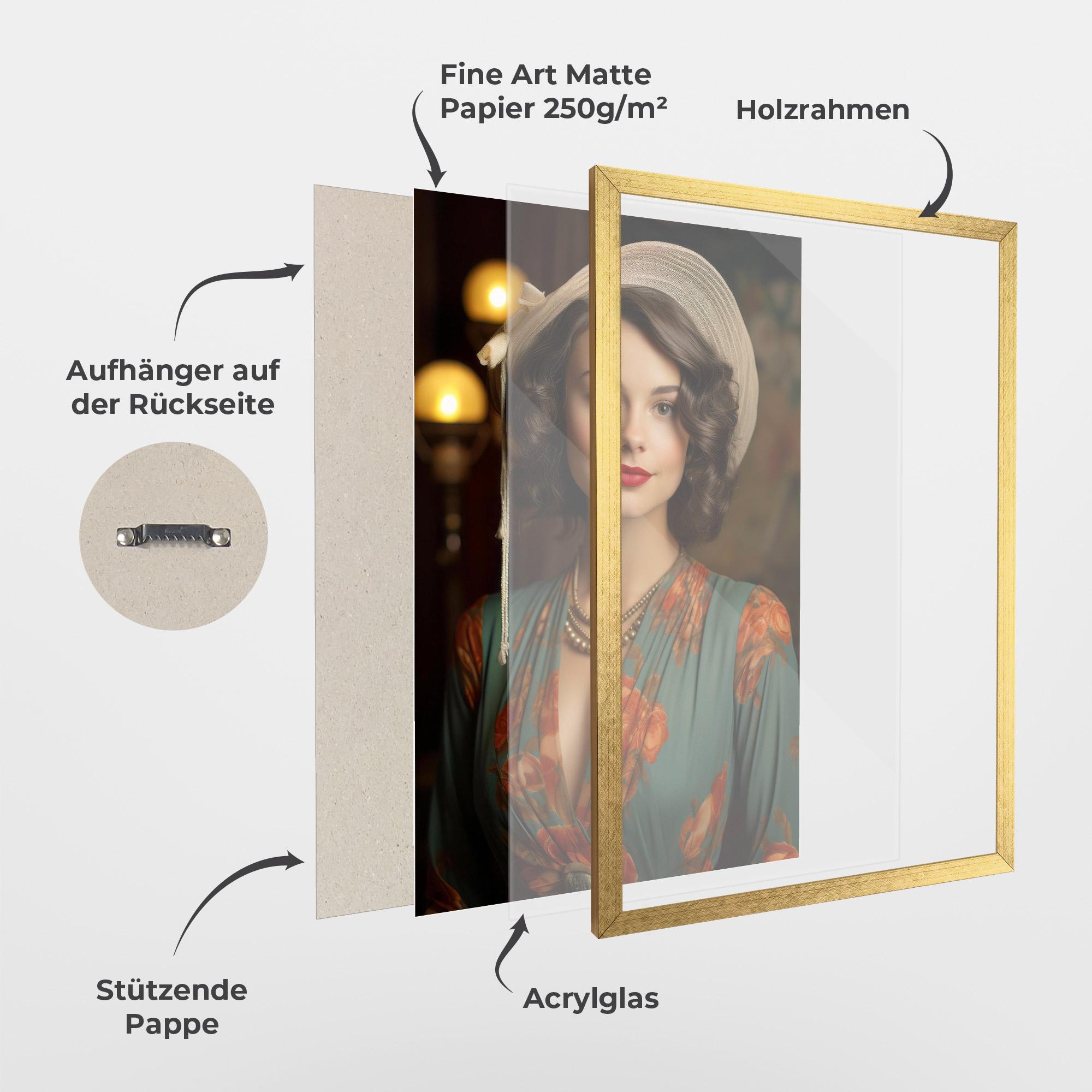 Gerahmte Poster Green Orange Blouse mockup 1