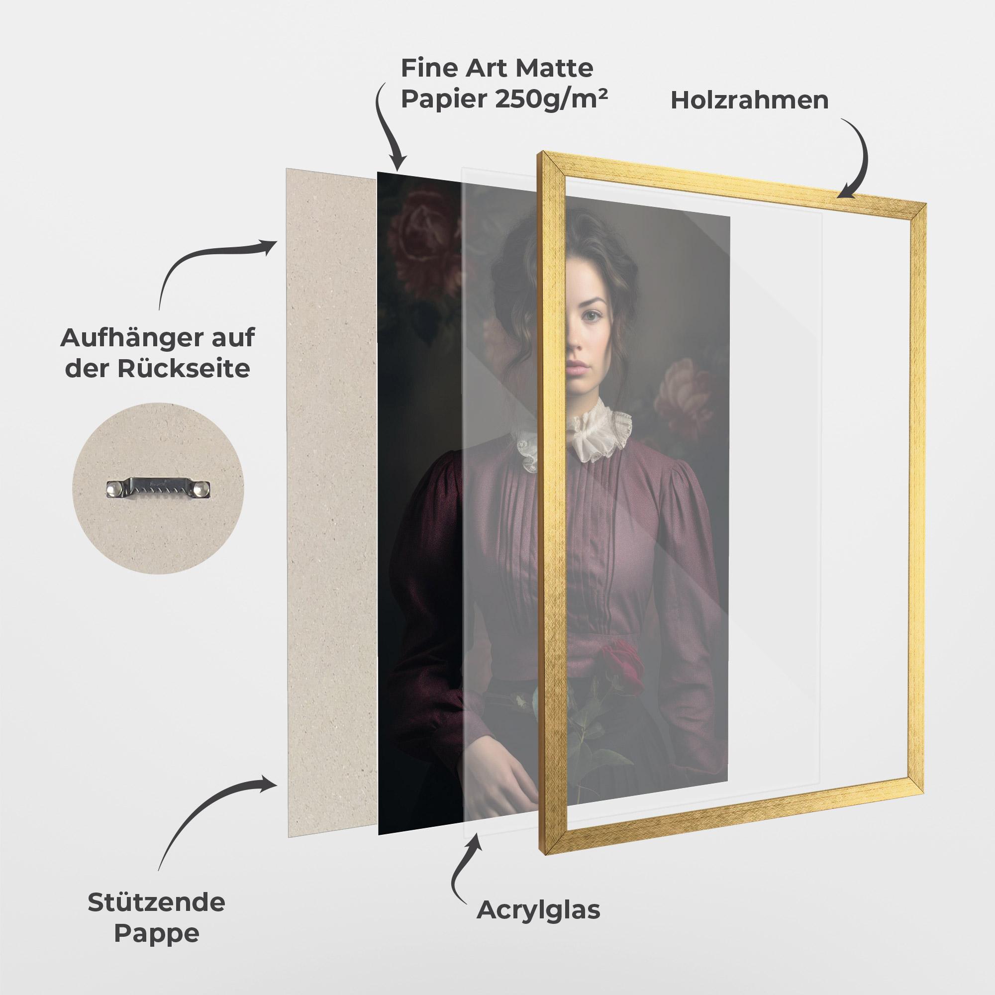 Gerahmte Poster Holding Vintage Rose mockup 1