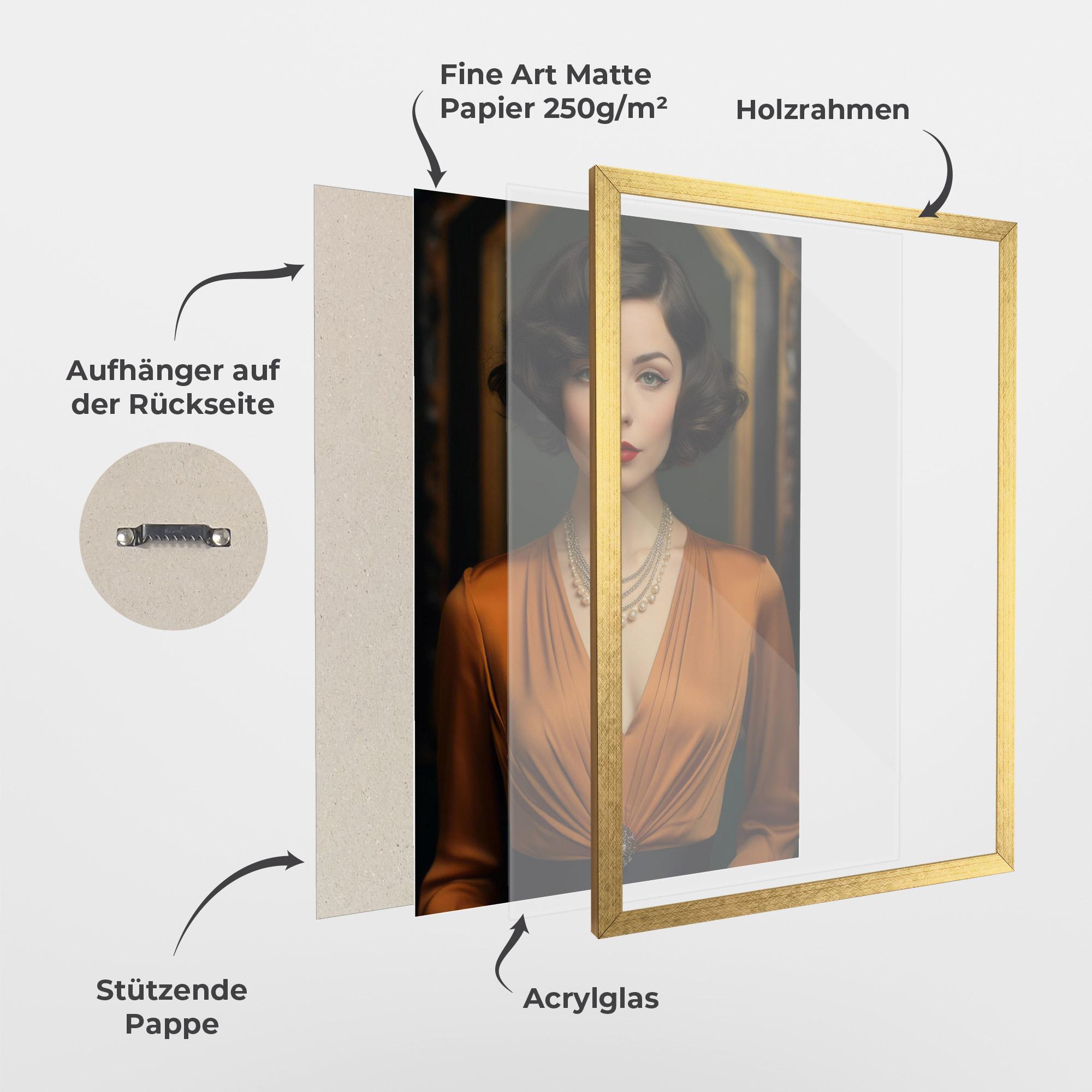 Gerahmte Poster Orange Blouse Pearls mockup 1