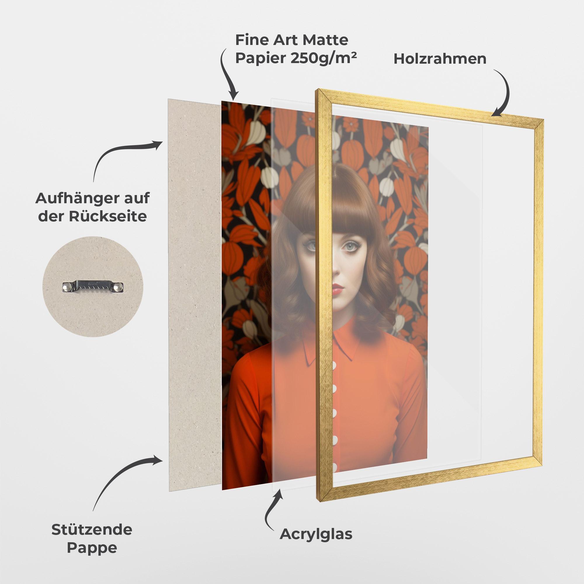 Gerahmte Poster Orange Blouse Woman mockup 1
