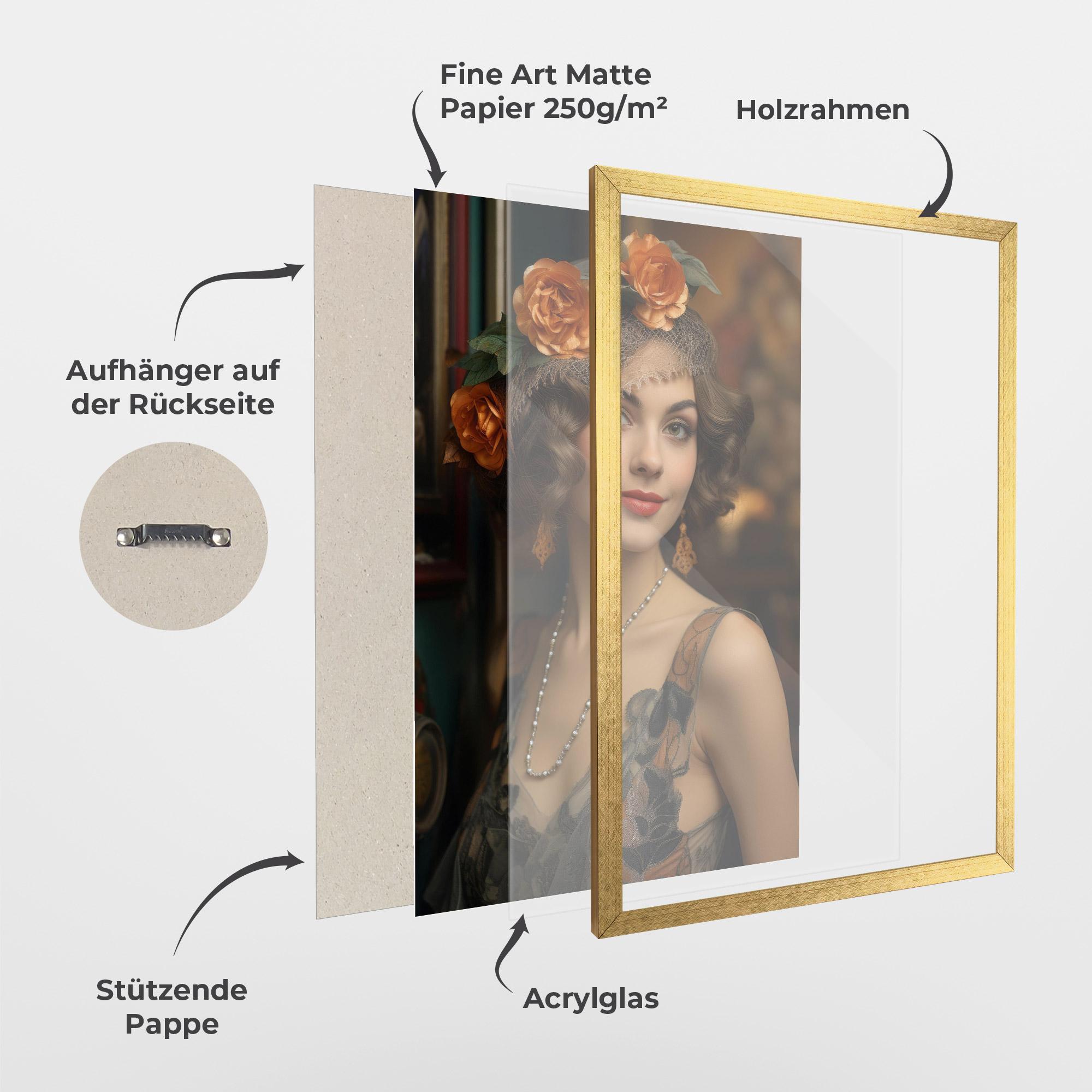 Gerahmte Poster Orange Vintage Roses mockup 1