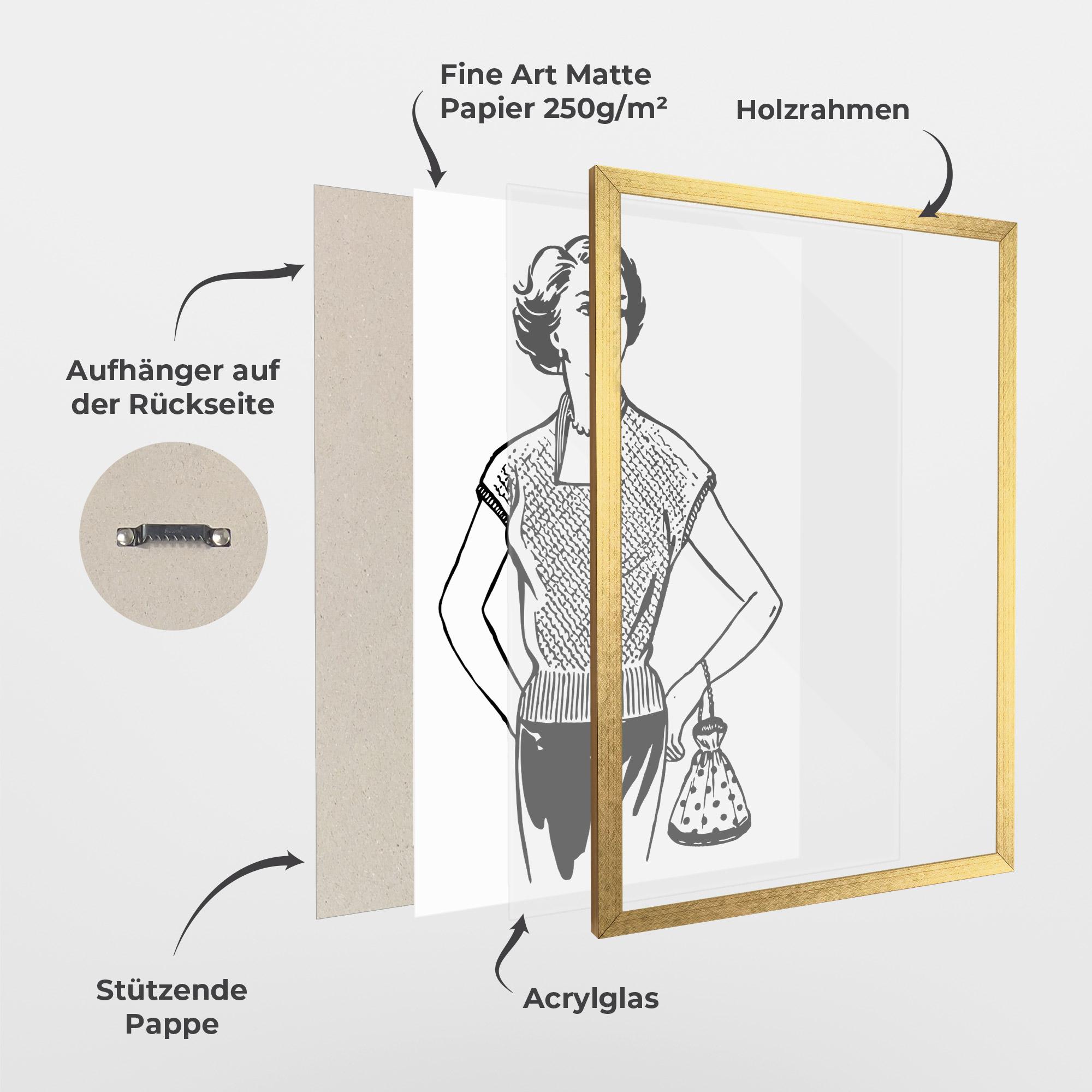 Gerahmte Poster Vintage Girl Line mockup 1