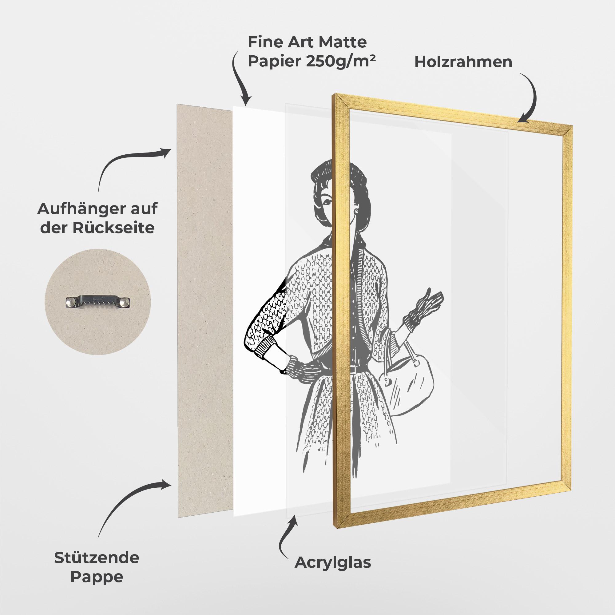 Gerahmte Poster Vintage Woman Line mockup 1