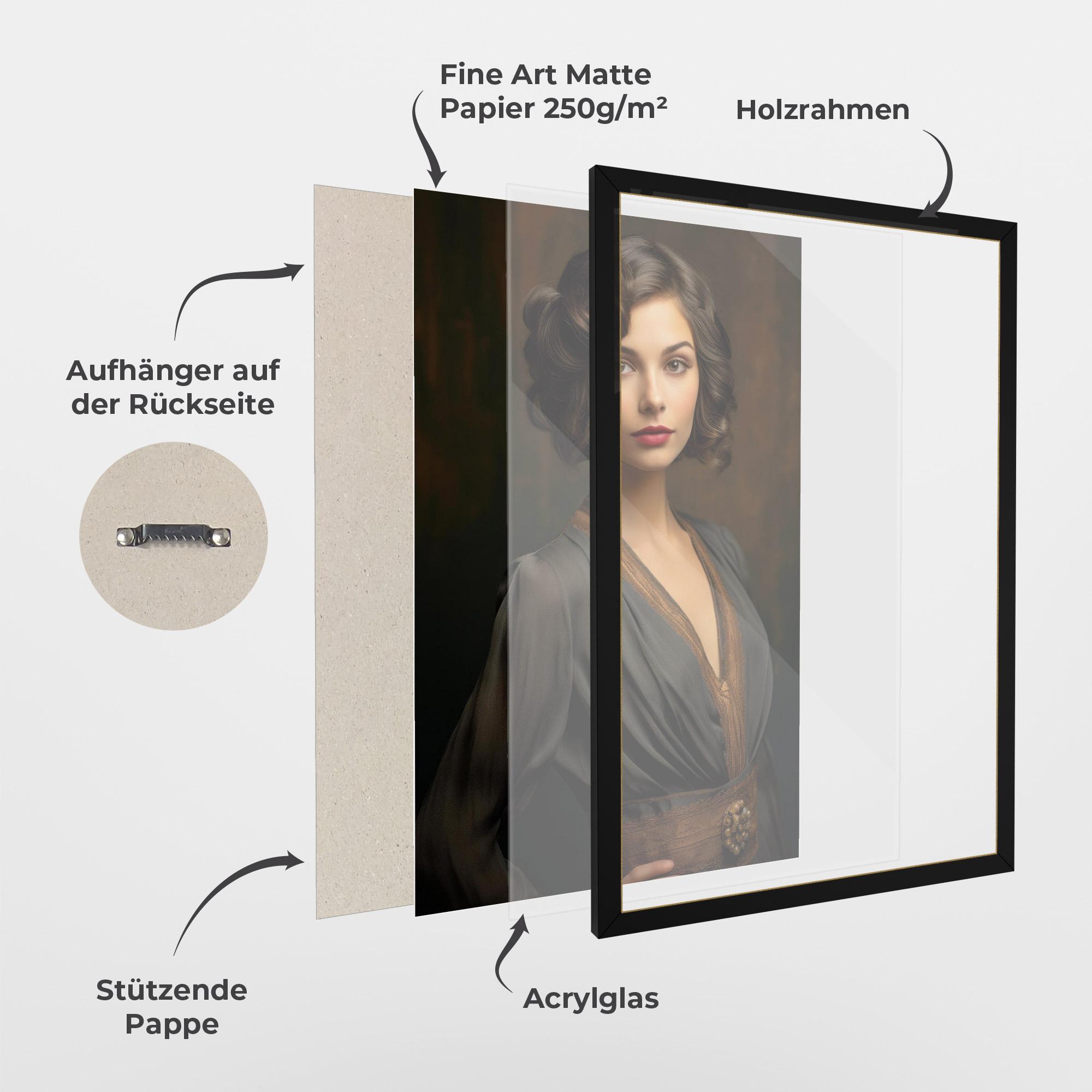 Gerahmte Poster Black Vintage Dress mockup 1