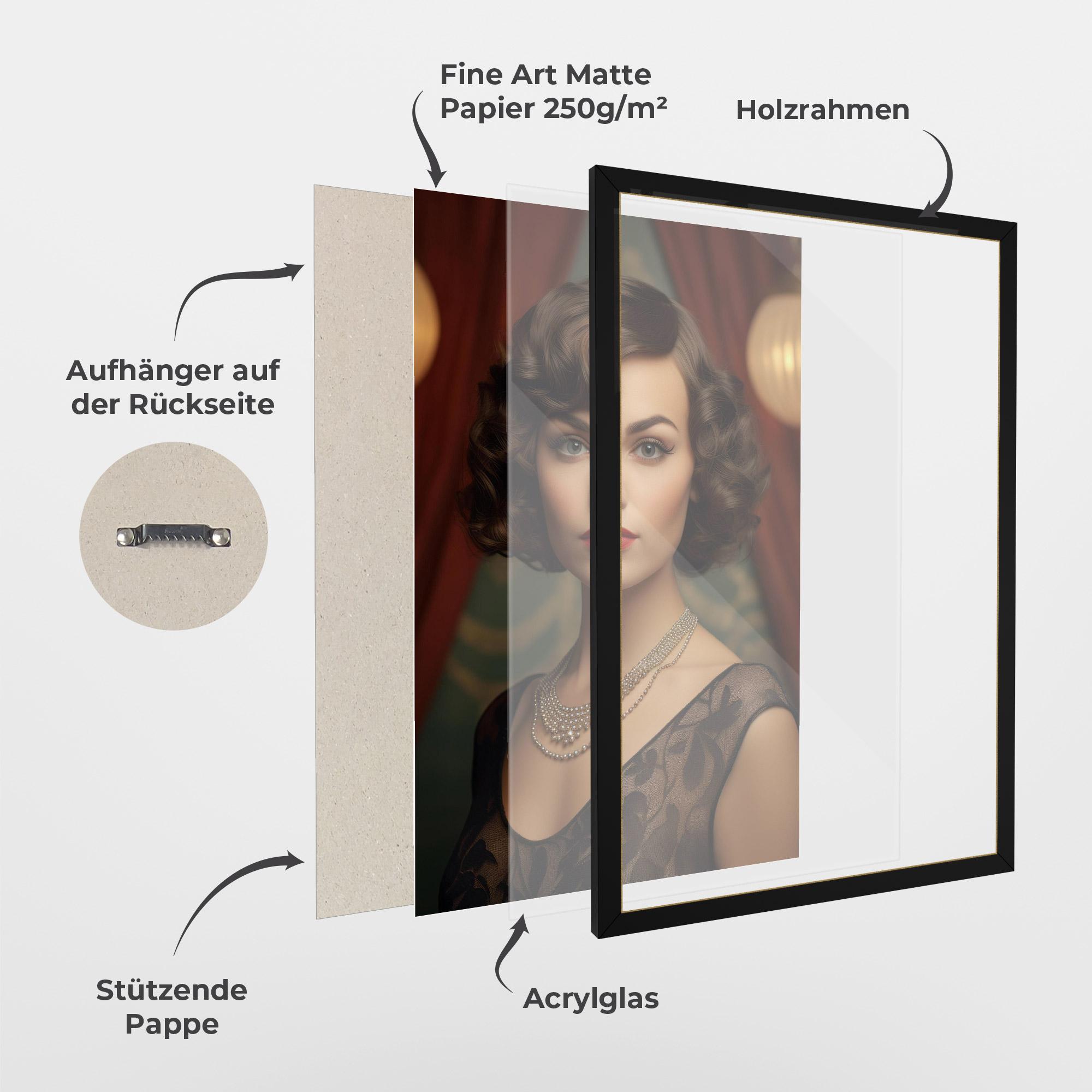 Gerahmte Poster Elegant Vintage Woman mockup 1