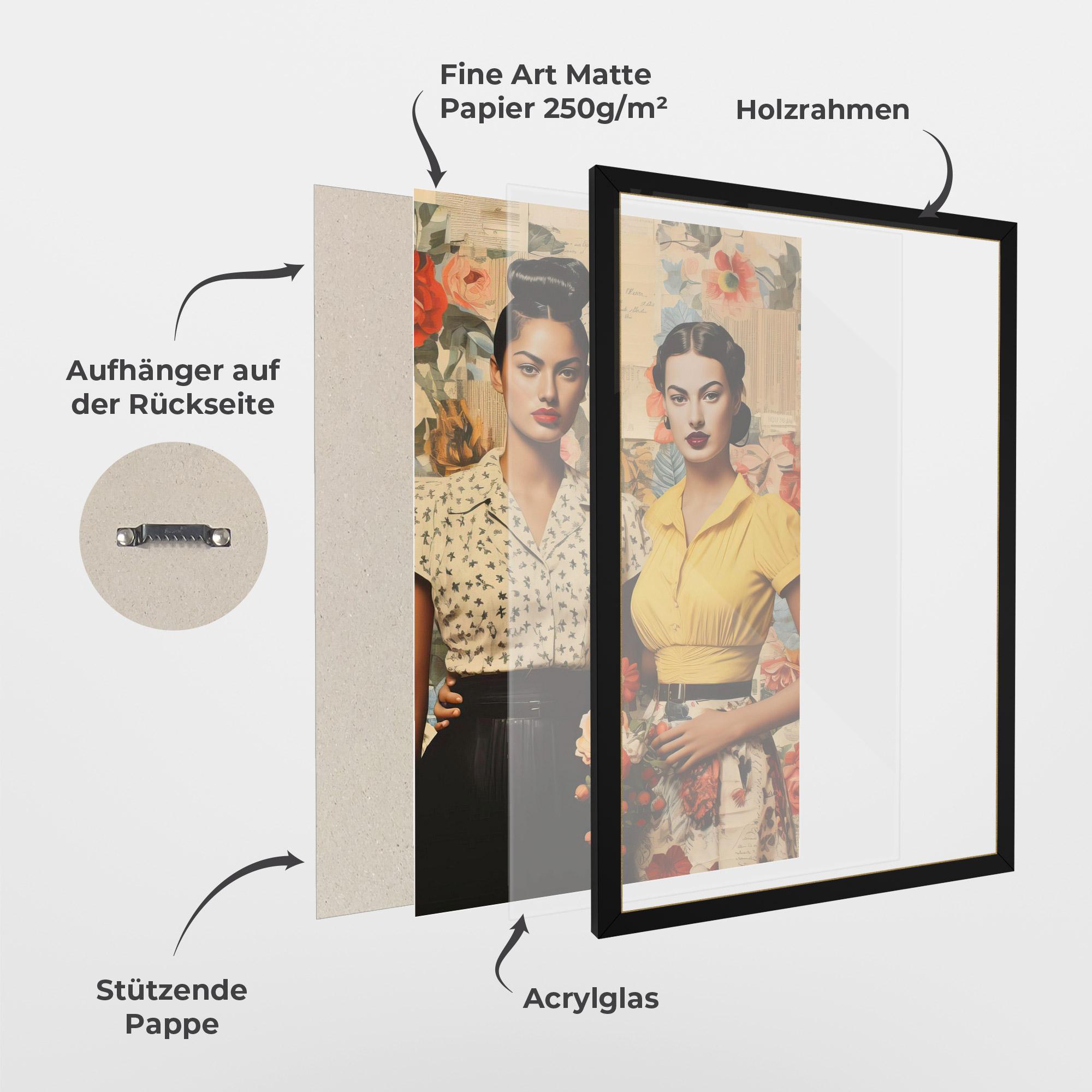 Gerahmte Poster Friendship Vintage Power mockup 1