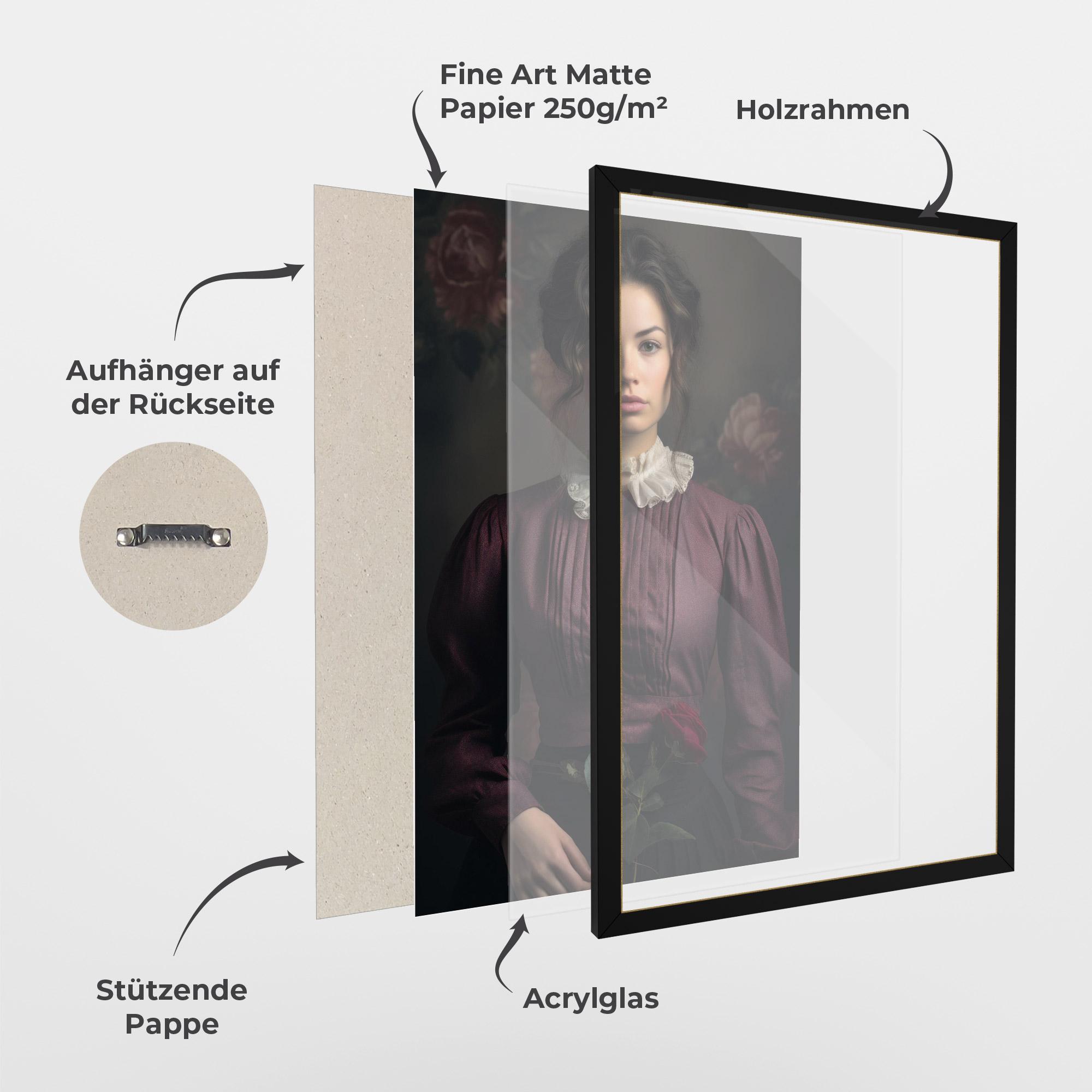 Gerahmte Poster Holding Vintage Rose mockup 1