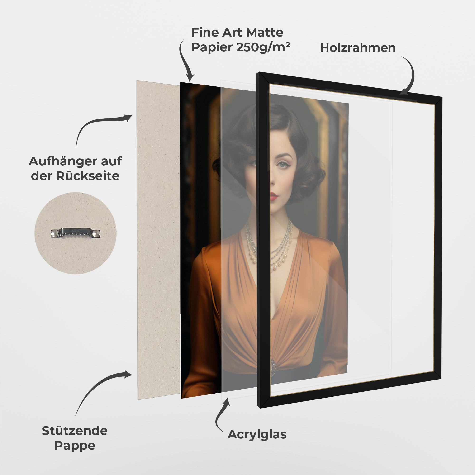 Gerahmte Poster Orange Blouse Pearls mockup 1