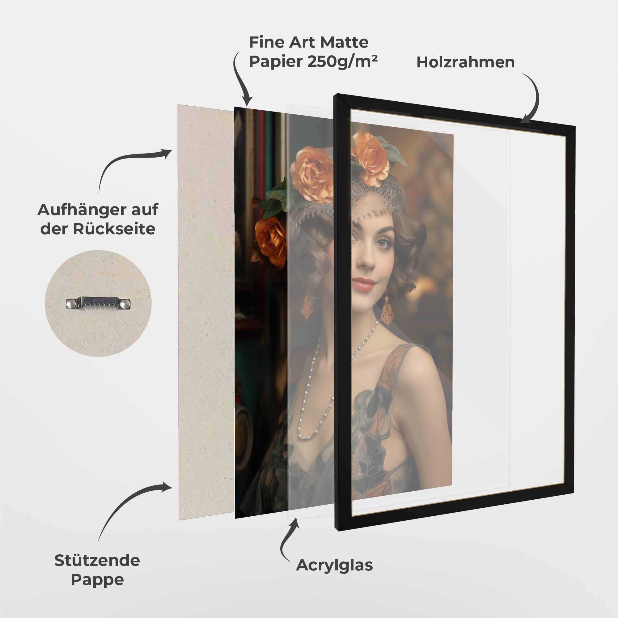 Gerahmte Poster Orange Vintage Roses mockup 1