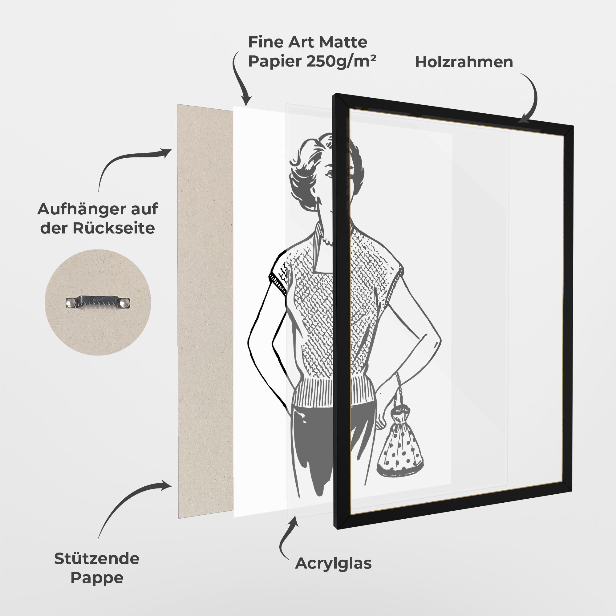 Gerahmte Poster Vintage Girl Line mockup 1